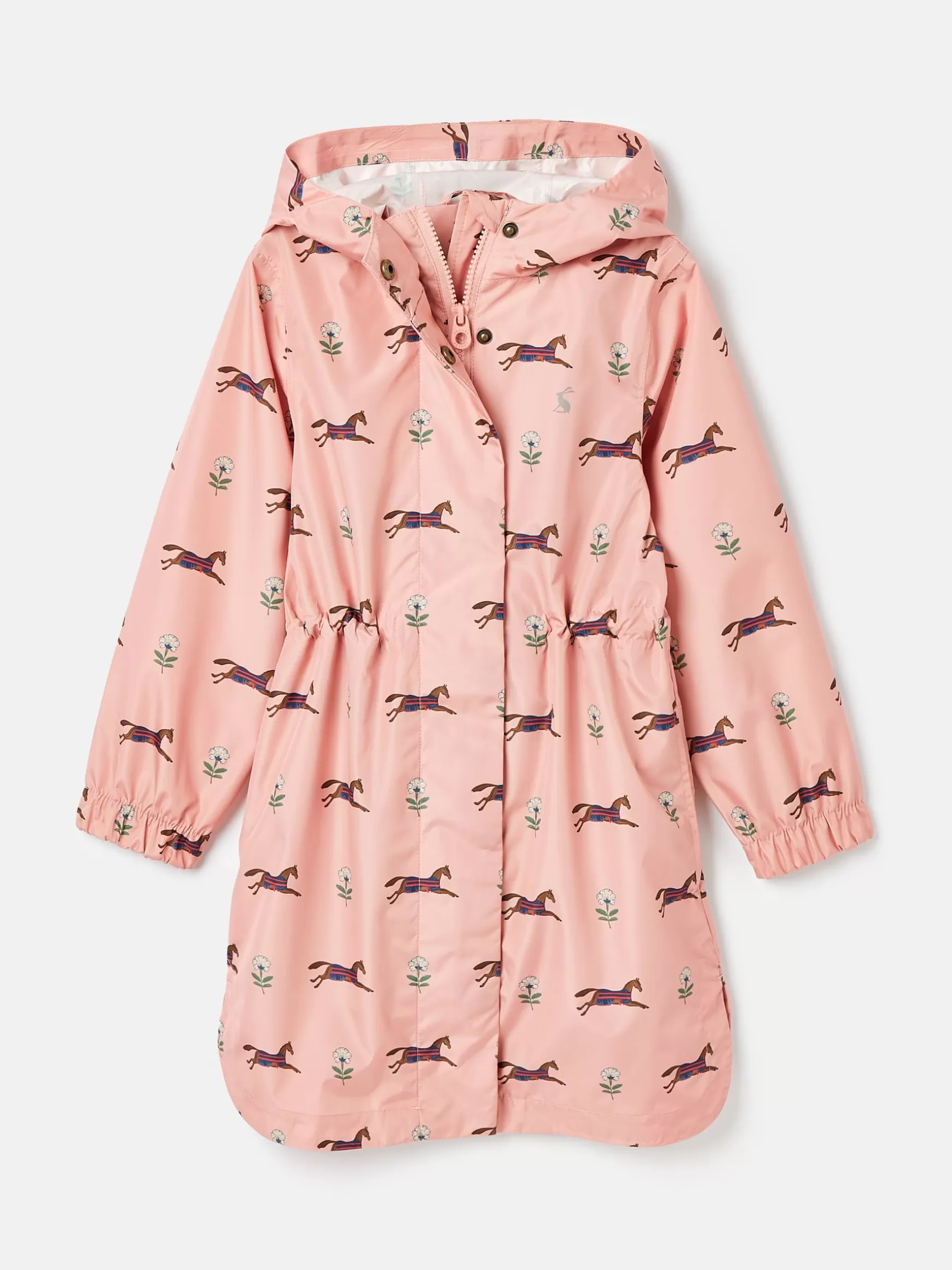 Girls' Rainford Pink Horse Waterproof Packable Raincoat With Hood^Joules Online