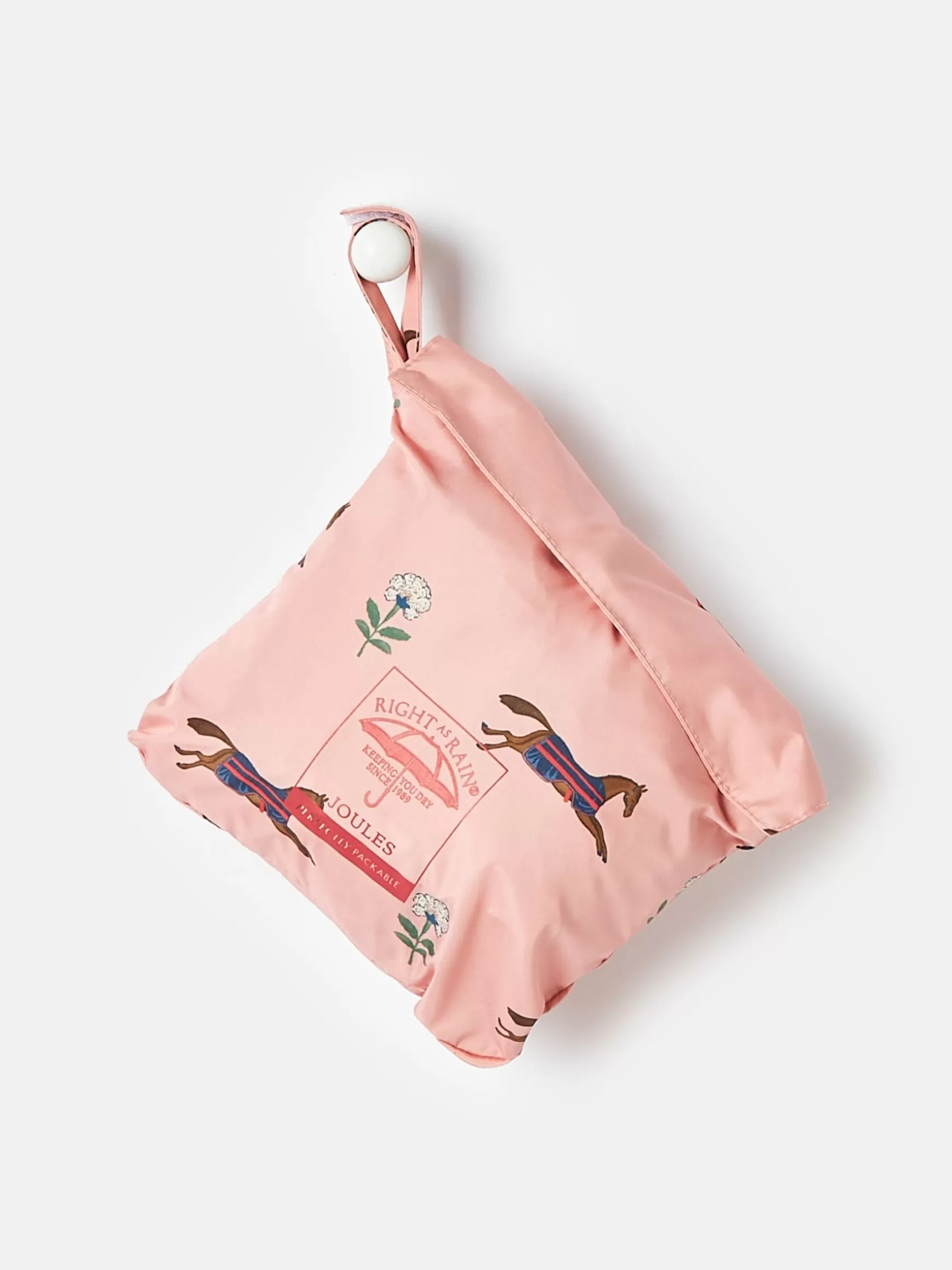Girls' Rainford Pink Horse Waterproof Packable Raincoat With Hood^Joules Online
