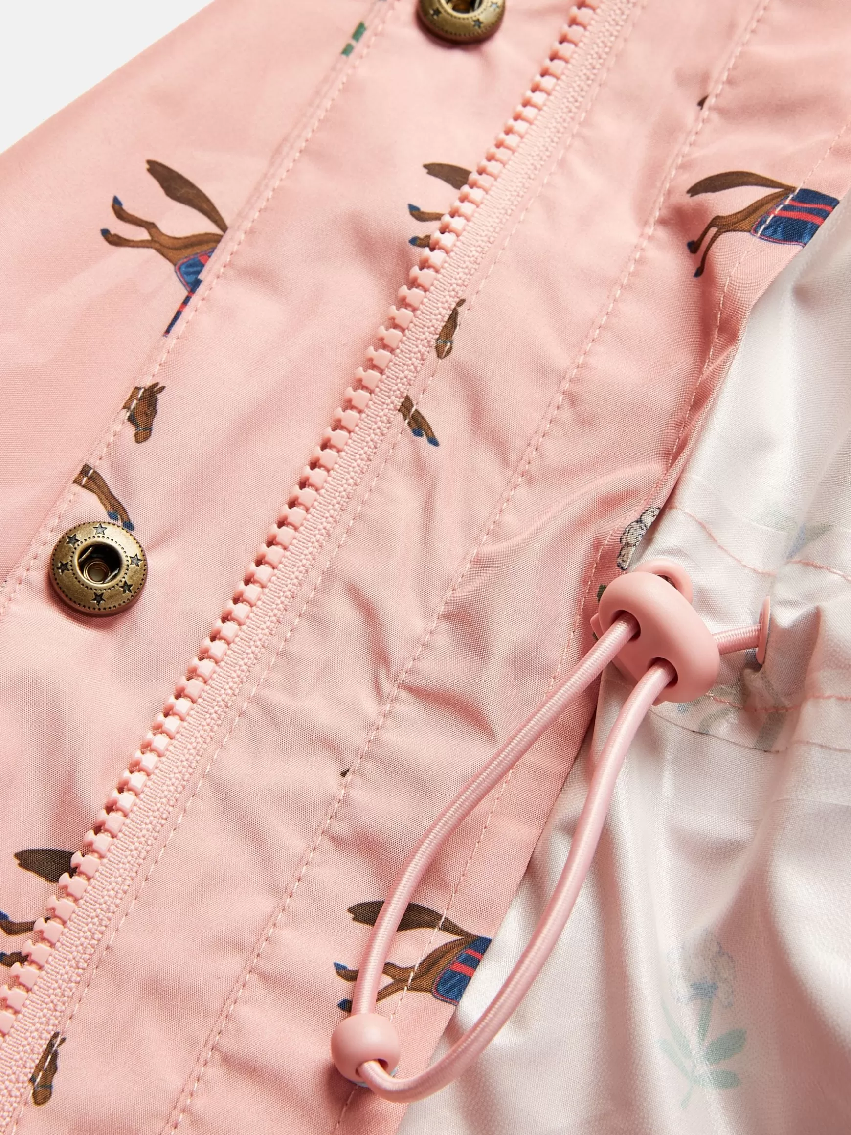 Girls' Rainford Pink Horse Waterproof Packable Raincoat With Hood^Joules Online