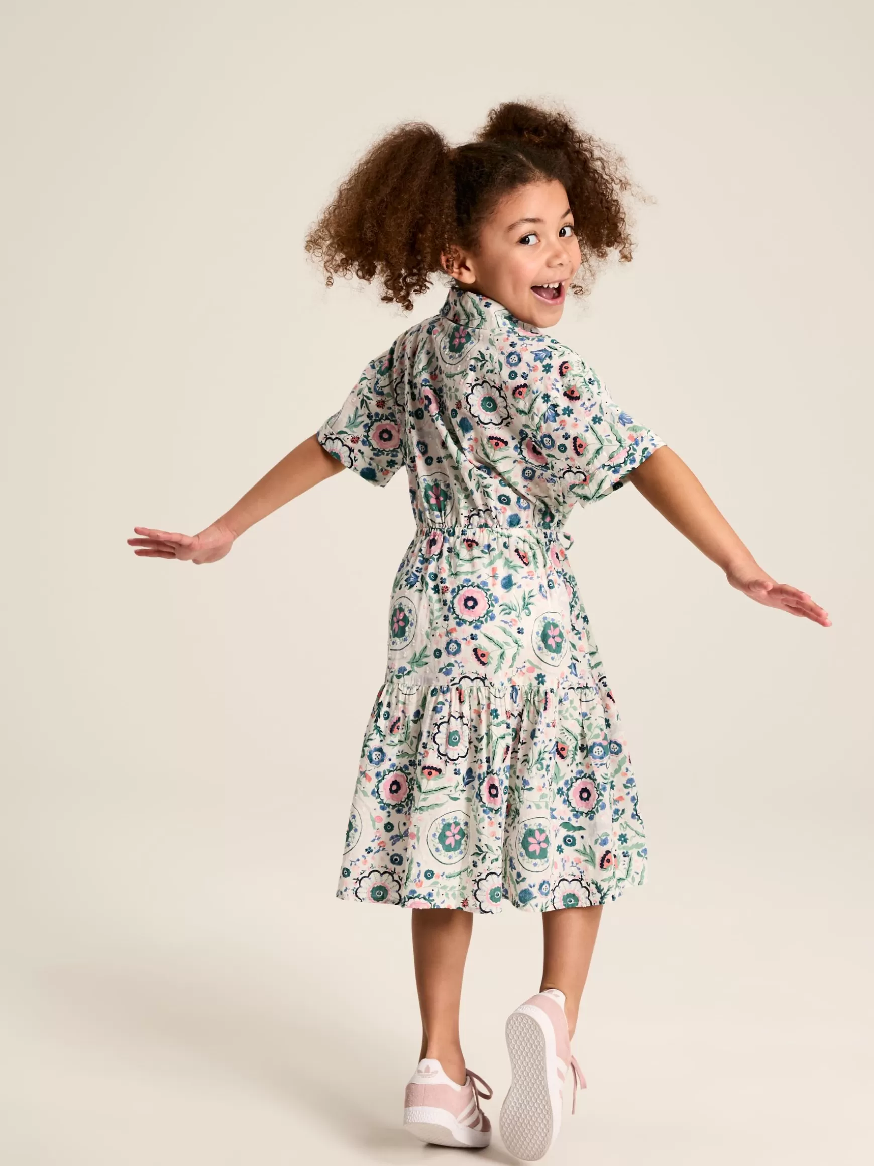 Girls' Summer Pink / Green Textured Shirt Dress^Joules Shop