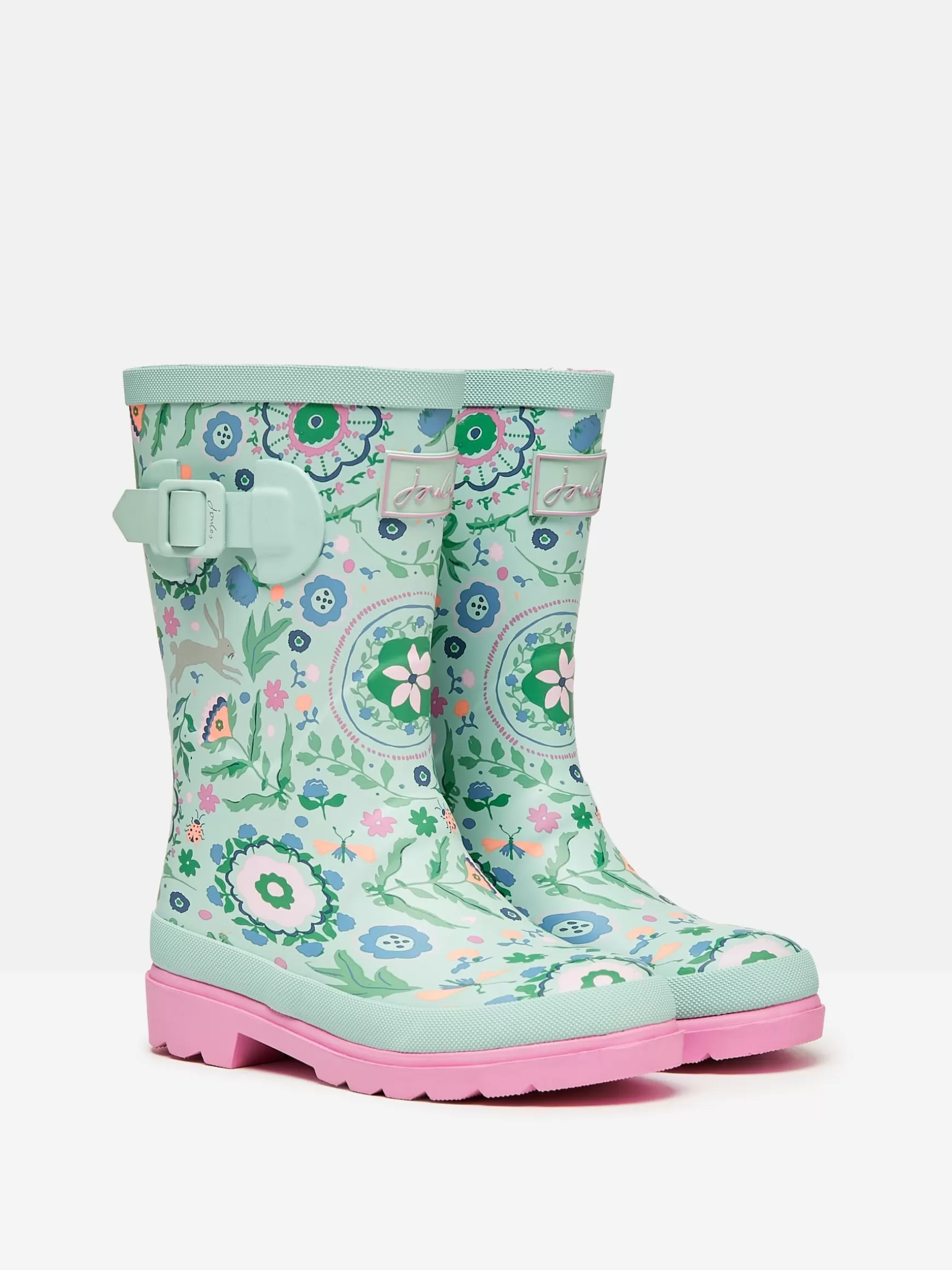 Girls' Teal Blue Printed Wellies^Joules Outlet