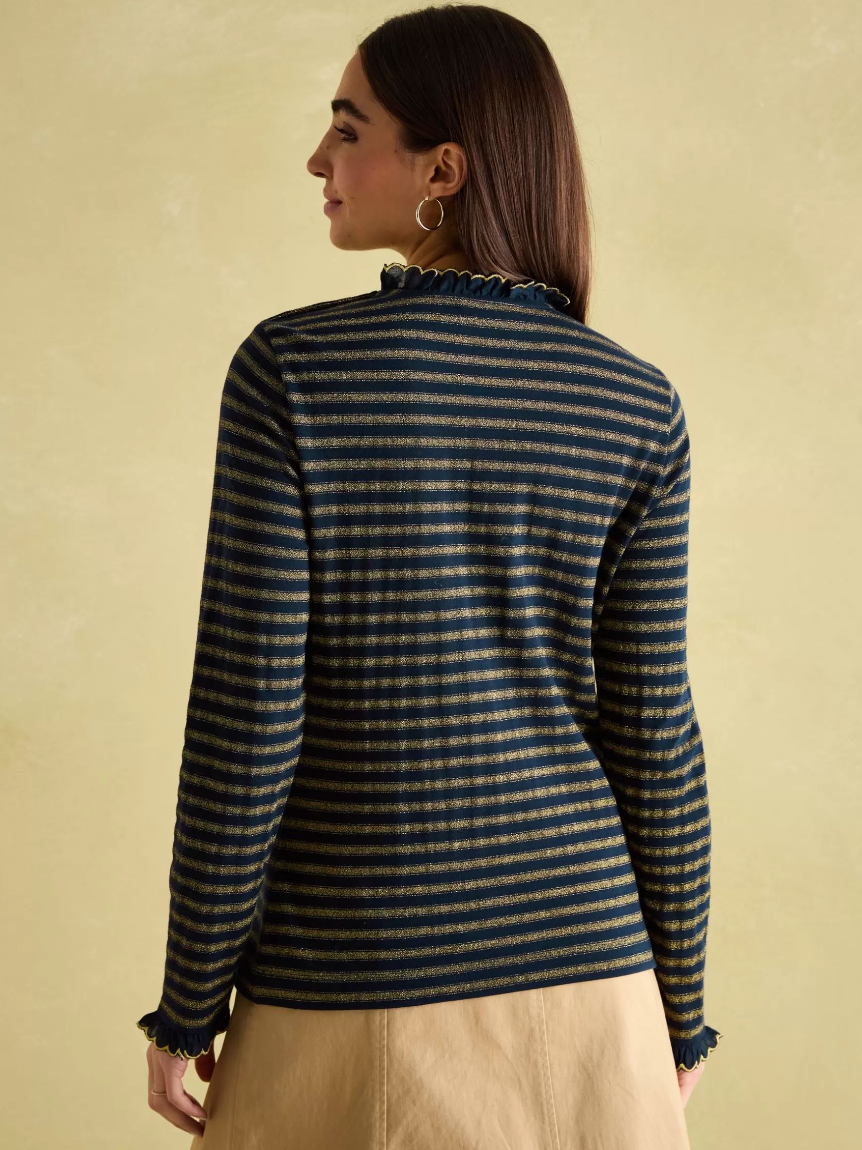 Grace Navy sparkle Long Sleeve Jersey Top^Joules New