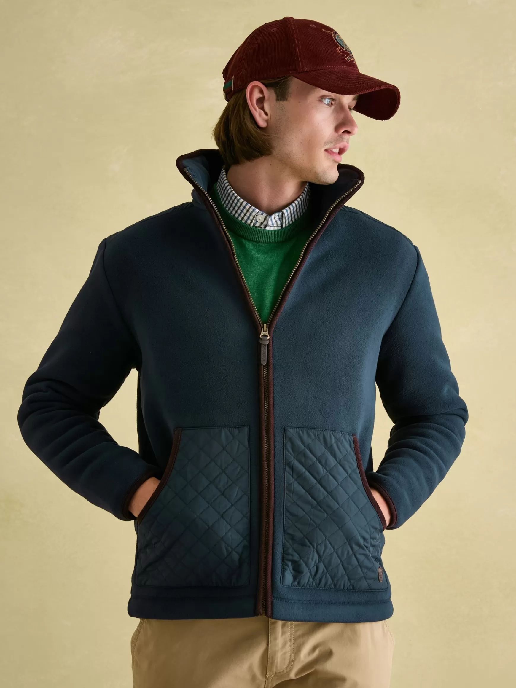 Greenfield Navy Blue Full Zip Fleece Jacket^Joules Best Sale