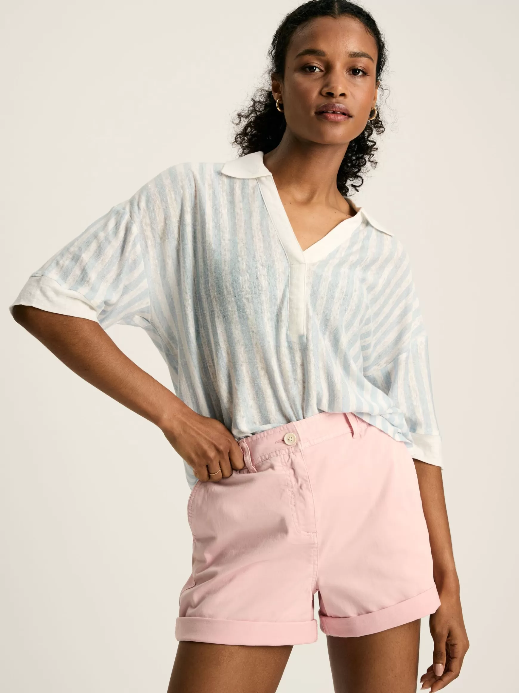 Hadley Blue Stripe Linen Polo Shirt^Joules Best