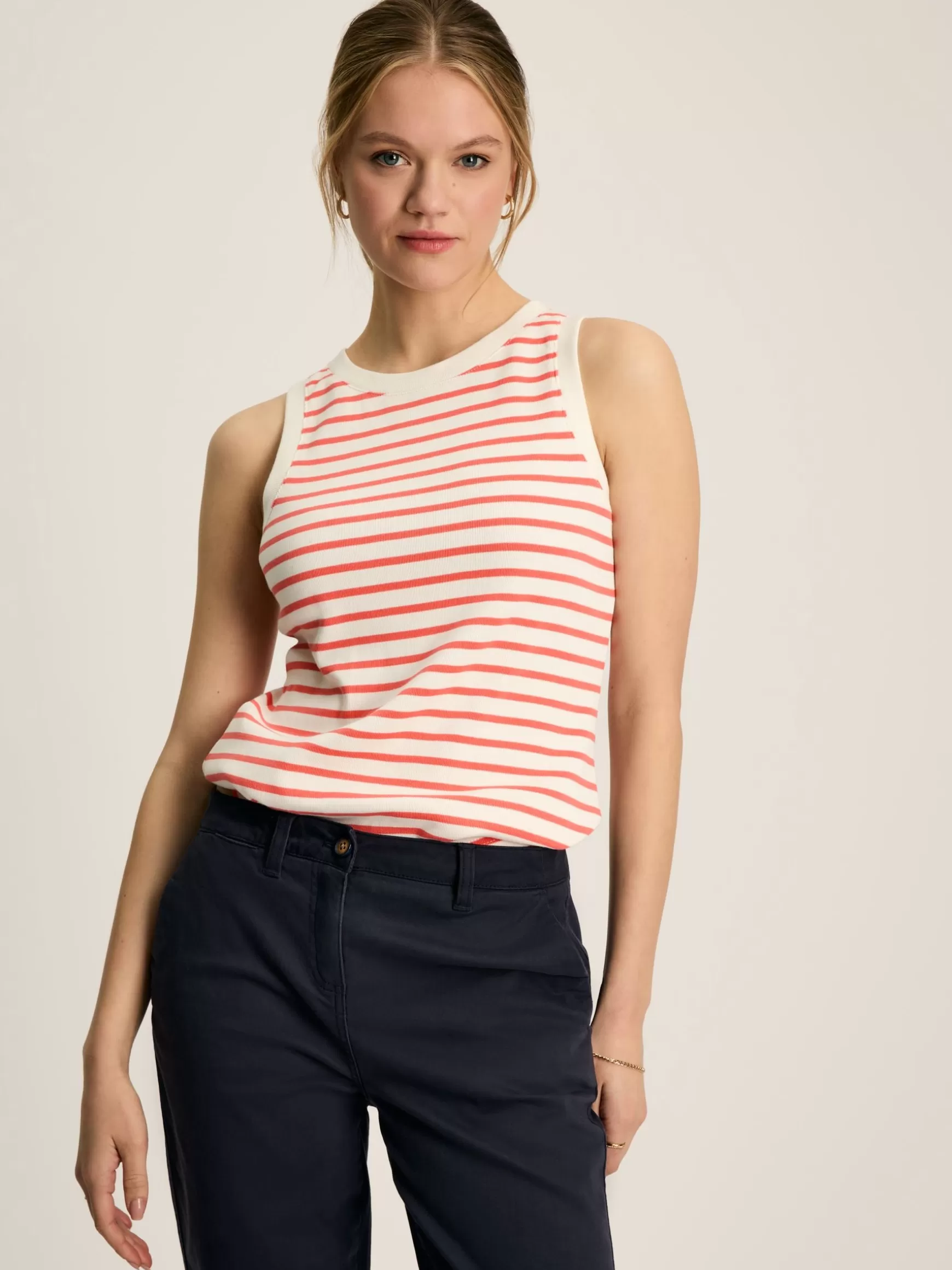 Harbour Cream & Coral Striped Jersey Vest^Joules Flash Sale