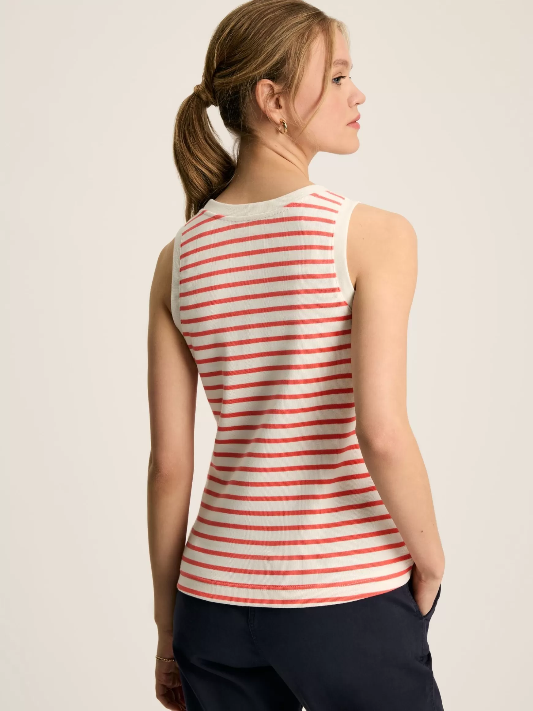 Harbour Cream & Coral Striped Jersey Vest^Joules Flash Sale