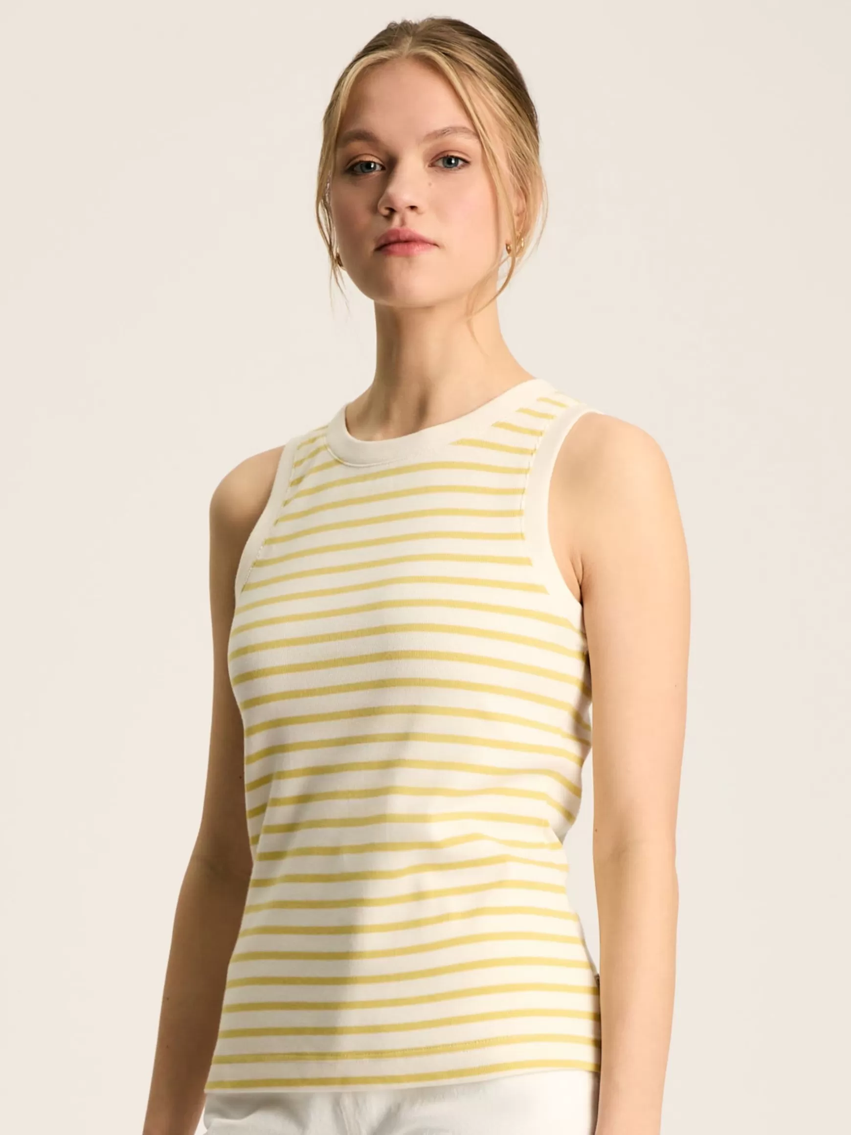 Harbour Cream & Yellow Striped Jersey Vest^Joules Hot