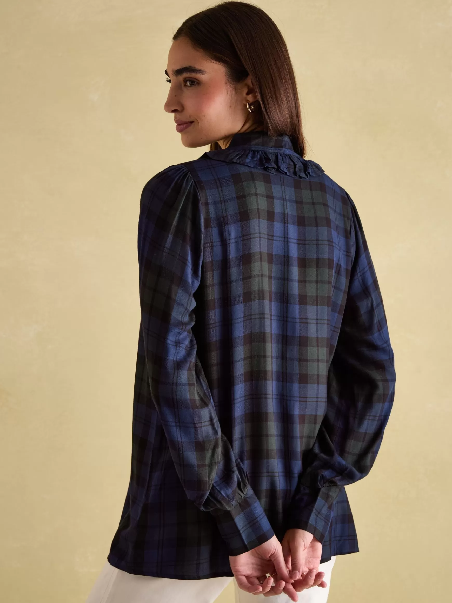 Harper Black Check Pussybow Tie Blouse^Joules Sale