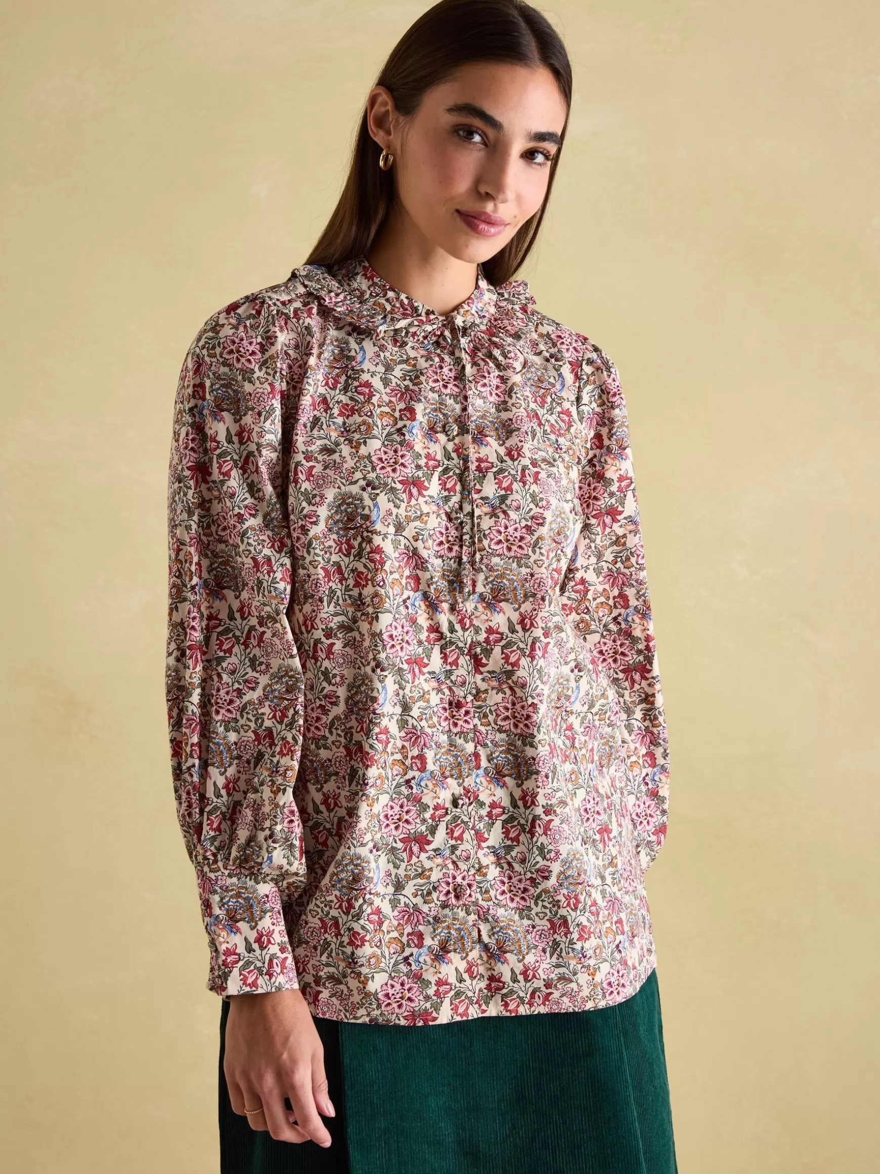 Harper Cream Floral Pussybow Tie Blouse^Joules Shop
