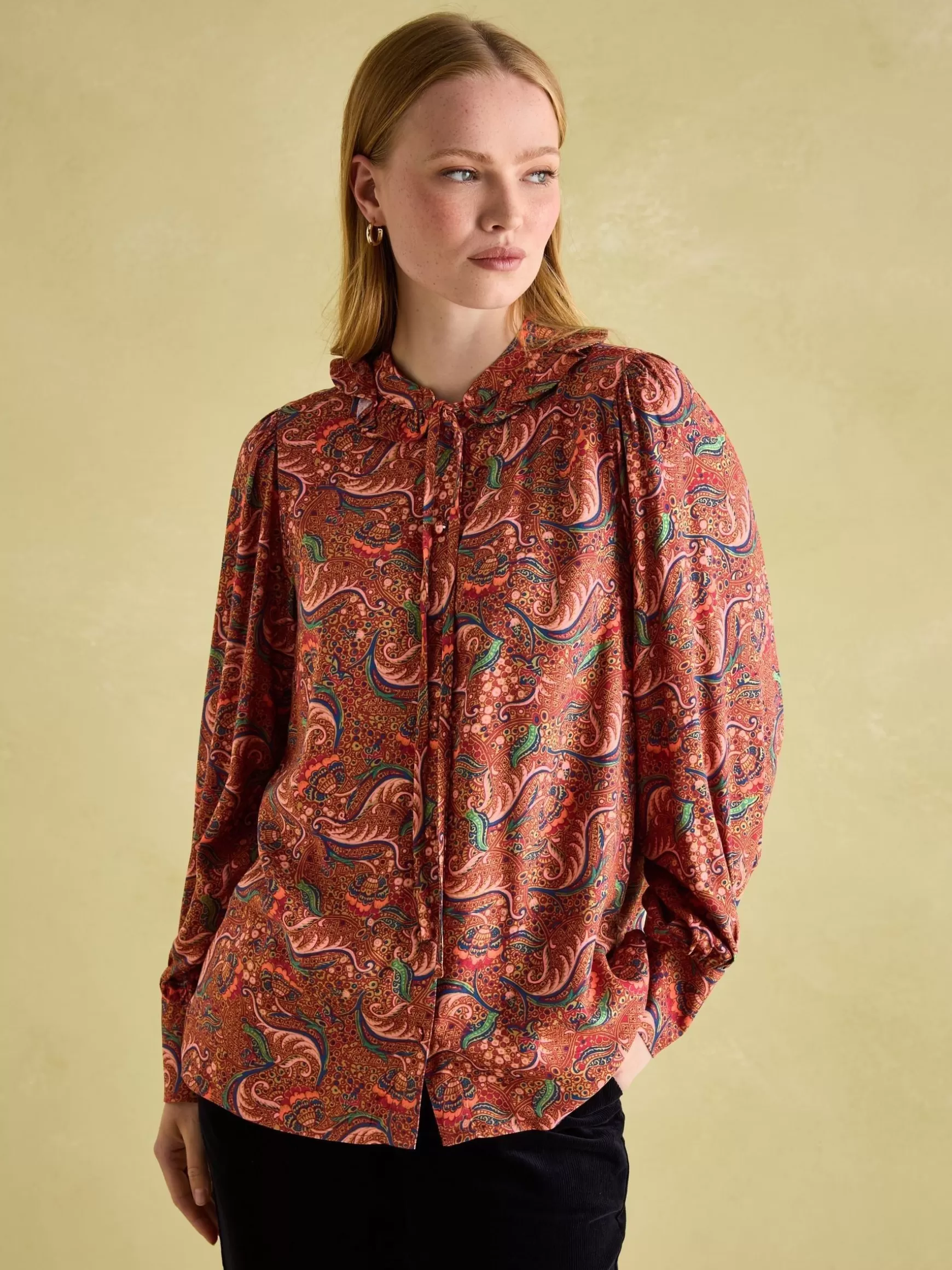 Harper Red Paisley Pussybow Tie Blouse^Joules Outlet