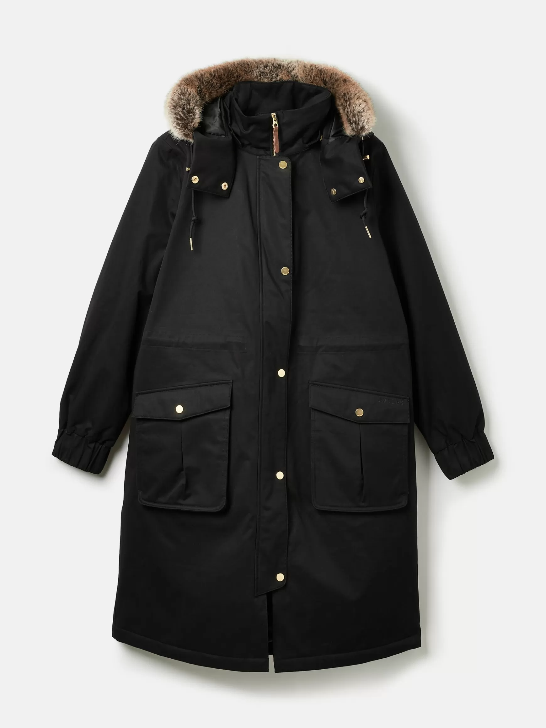 Harpsden Cosy Waterproof Fleece Lined Raincoat with Faux Fur Hood^Joules Outlet