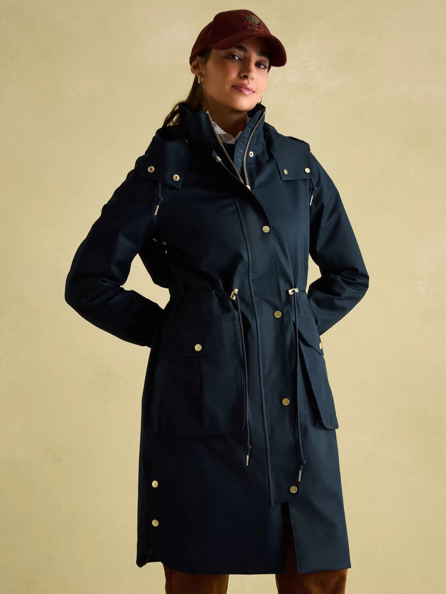 Harpsden Navy Blue Waterproof Long Raincoat with Hood^Joules Online
