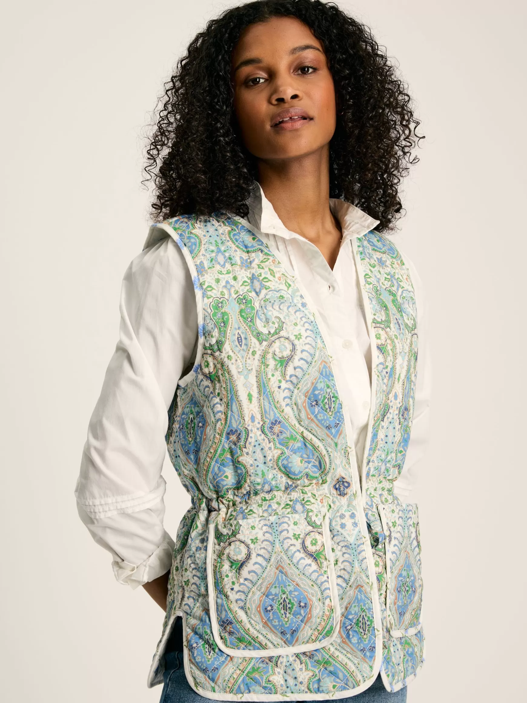 Hatfield Blue Paisley Cotton Quilted Gilet^Joules Store