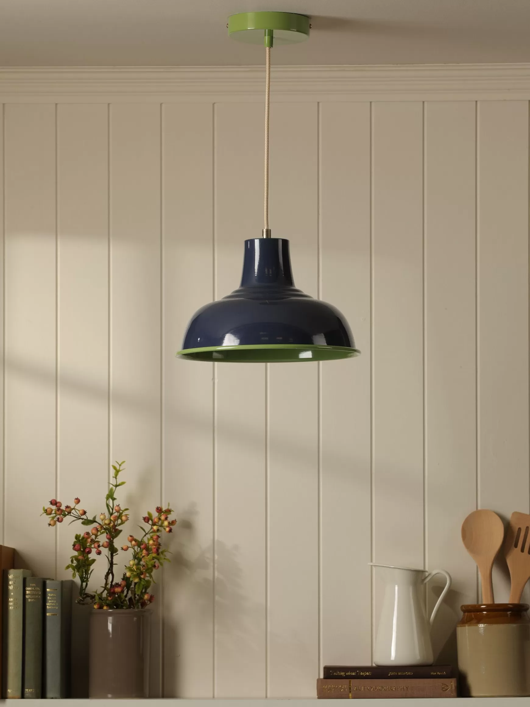 Hatfield Navy & Green Industrial-Style Pendant Light^Joules Discount