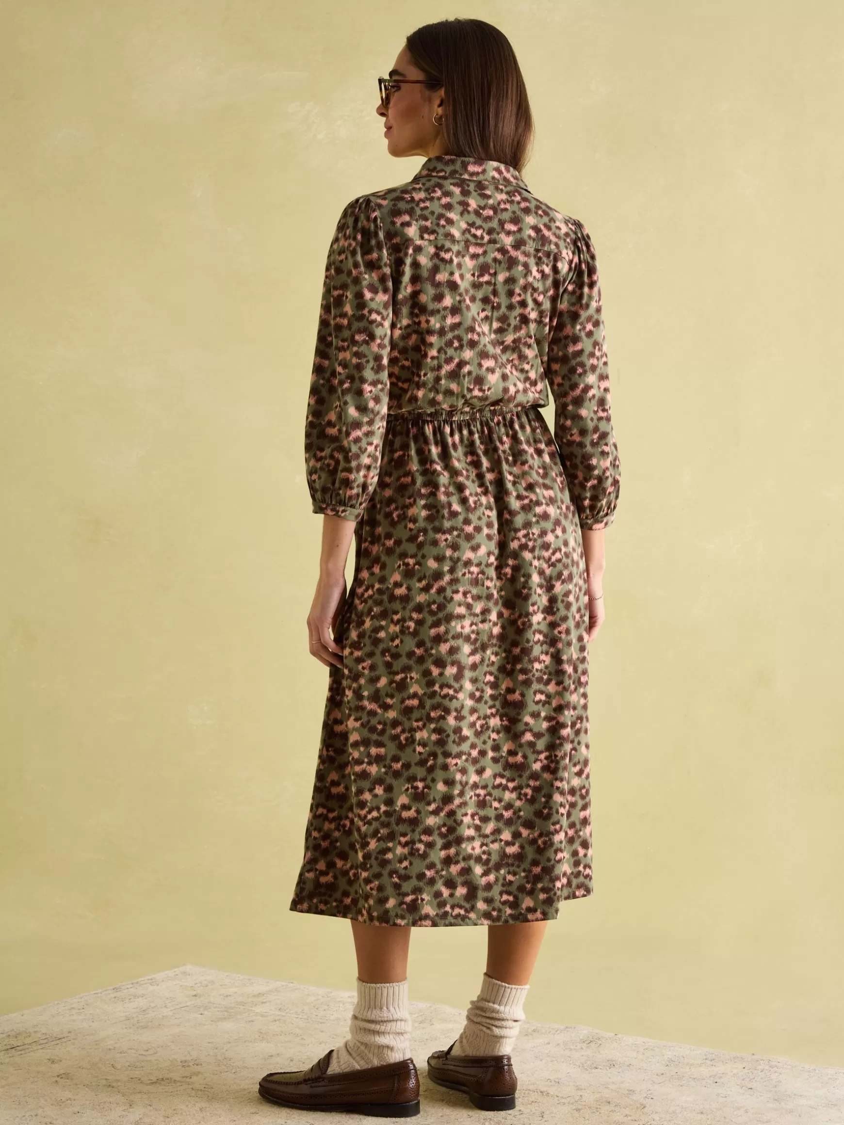 Hazel Khaki Green Jersey Shirt Dress^Joules Shop