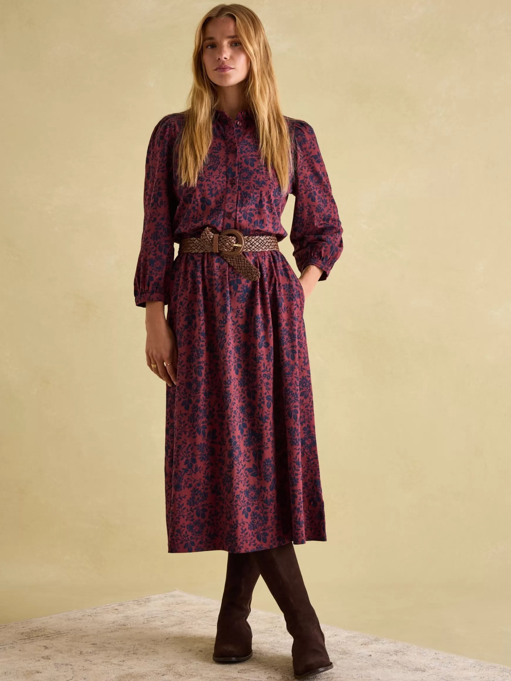 Hazel Red and Navy Jersey Shirt Dress^Joules Clearance