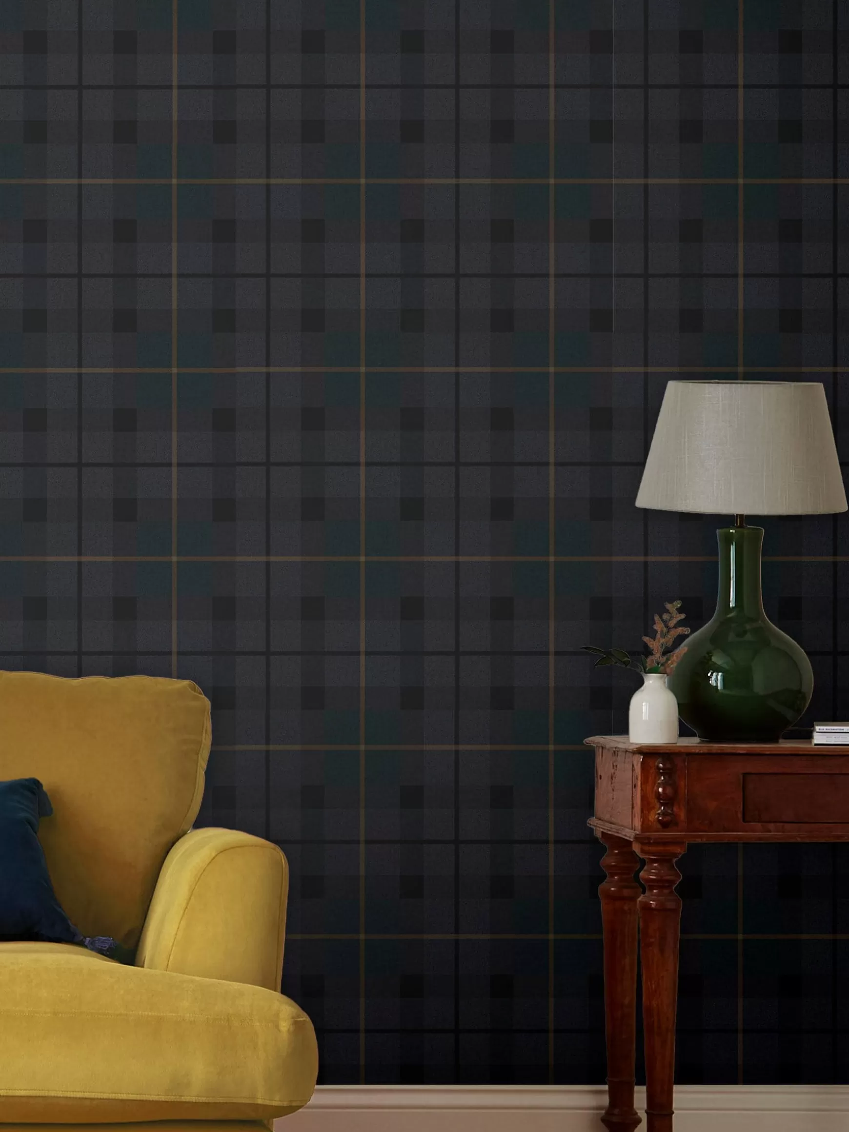 Heritage Blue Rothero Check 10M Wallpaper^Joules Cheap