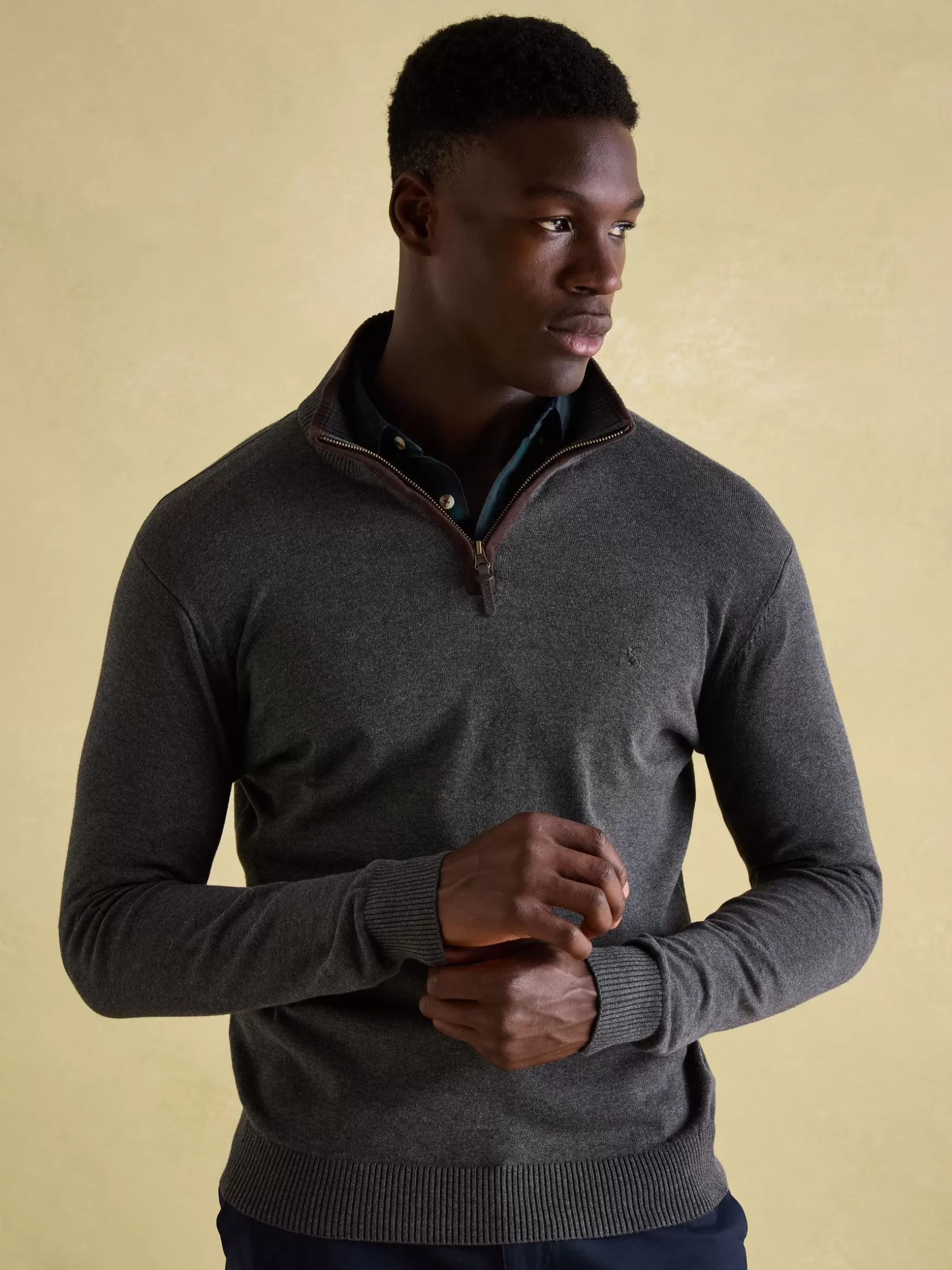 Hillside Charcoal Grey Quarter Zip Knit Jumper^Joules Online