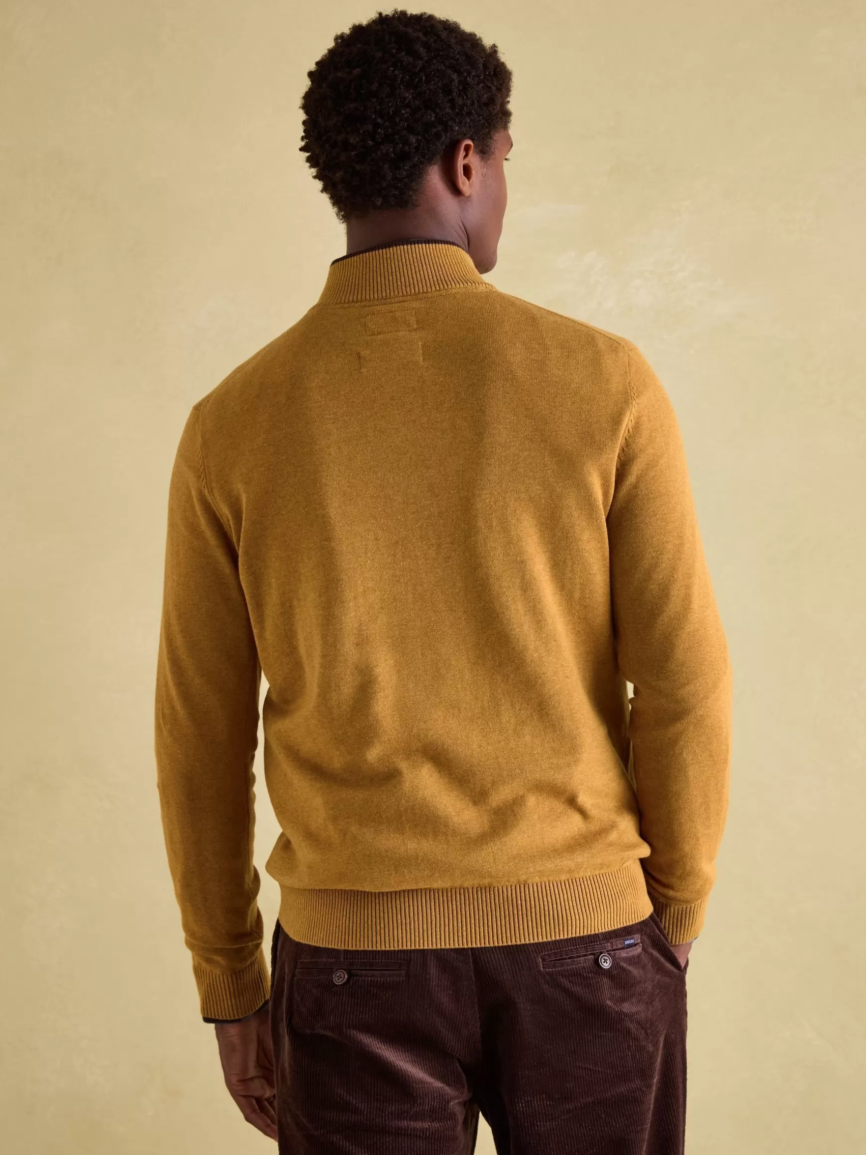 Hillside Dark Yellow Quarter Zip Knit Jumper^Joules Sale