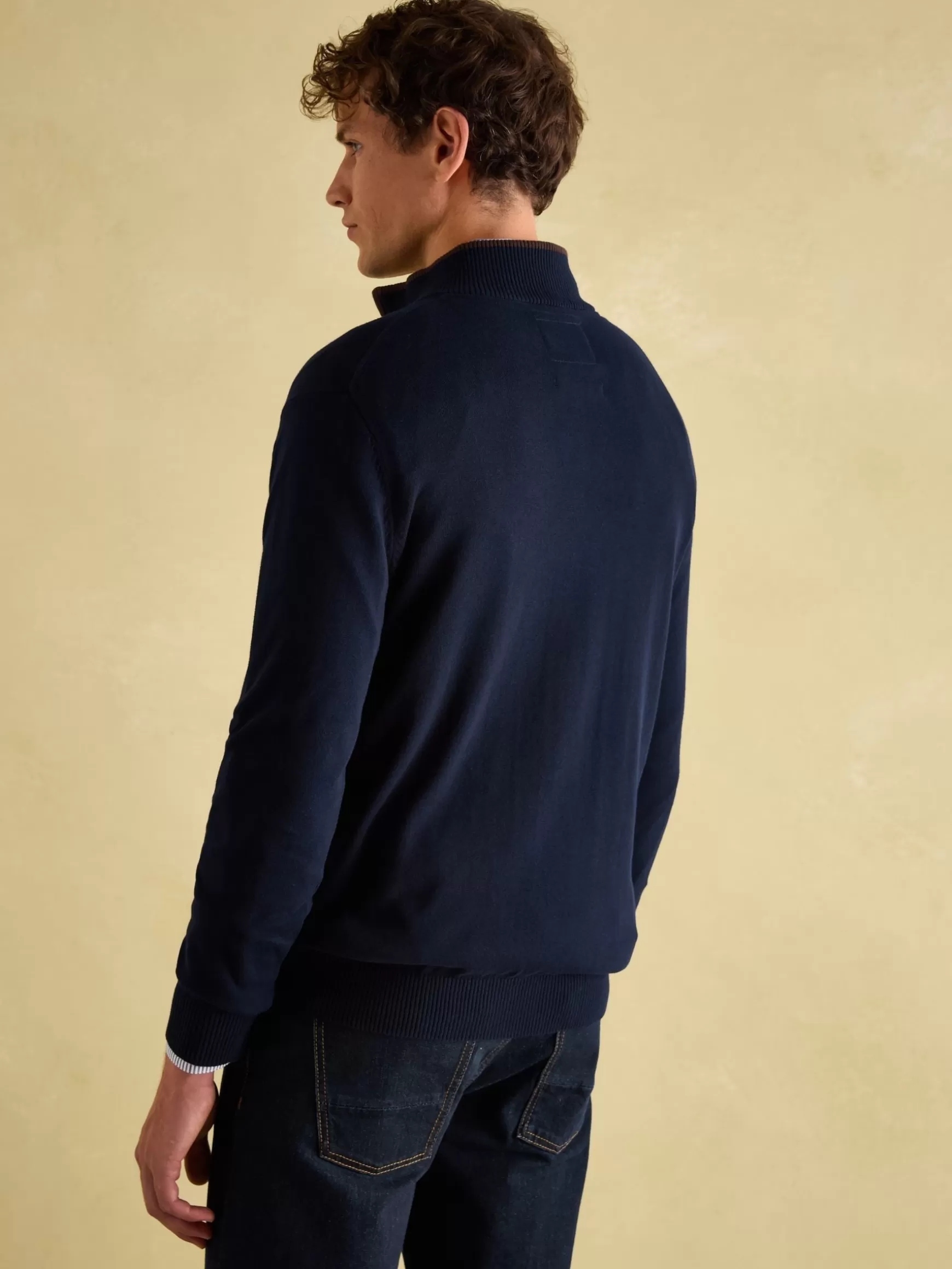 Hillside Navy Blue Quarter Zip Knit Jumper^Joules Flash Sale