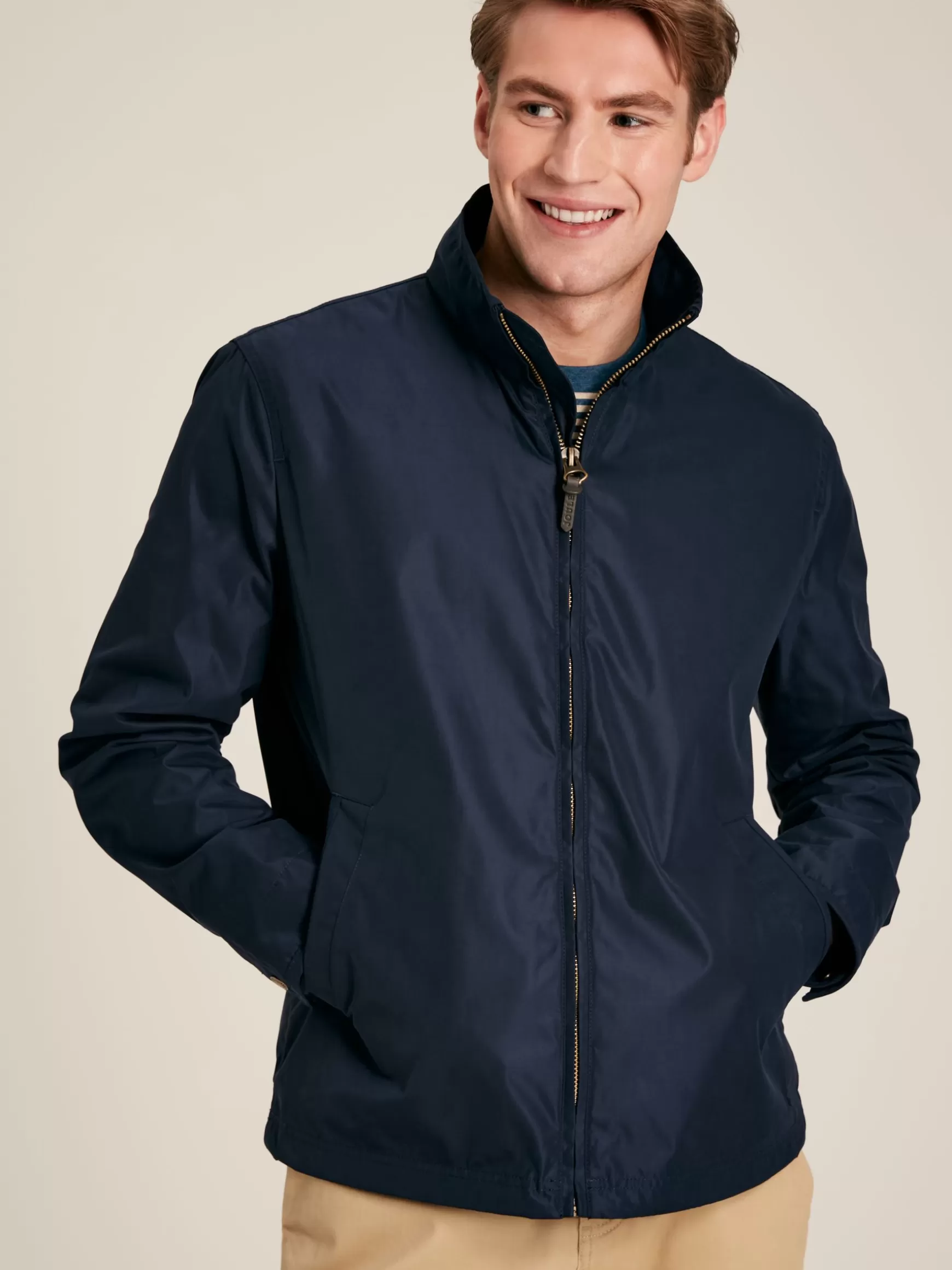 Hillway Navy Blue Collared Harrington Jacket^Joules Online