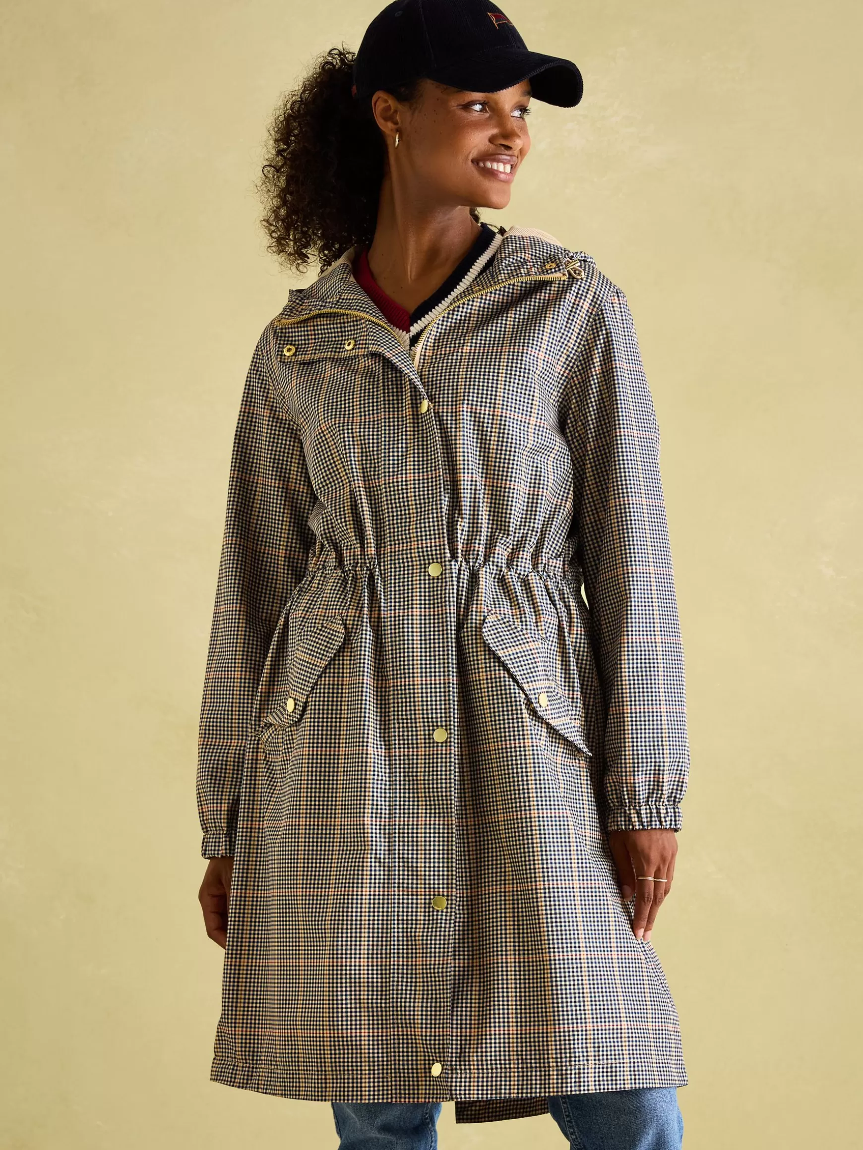 Holkham Brown Check Waterproof Packable Raincoat With Hood^Joules Sale