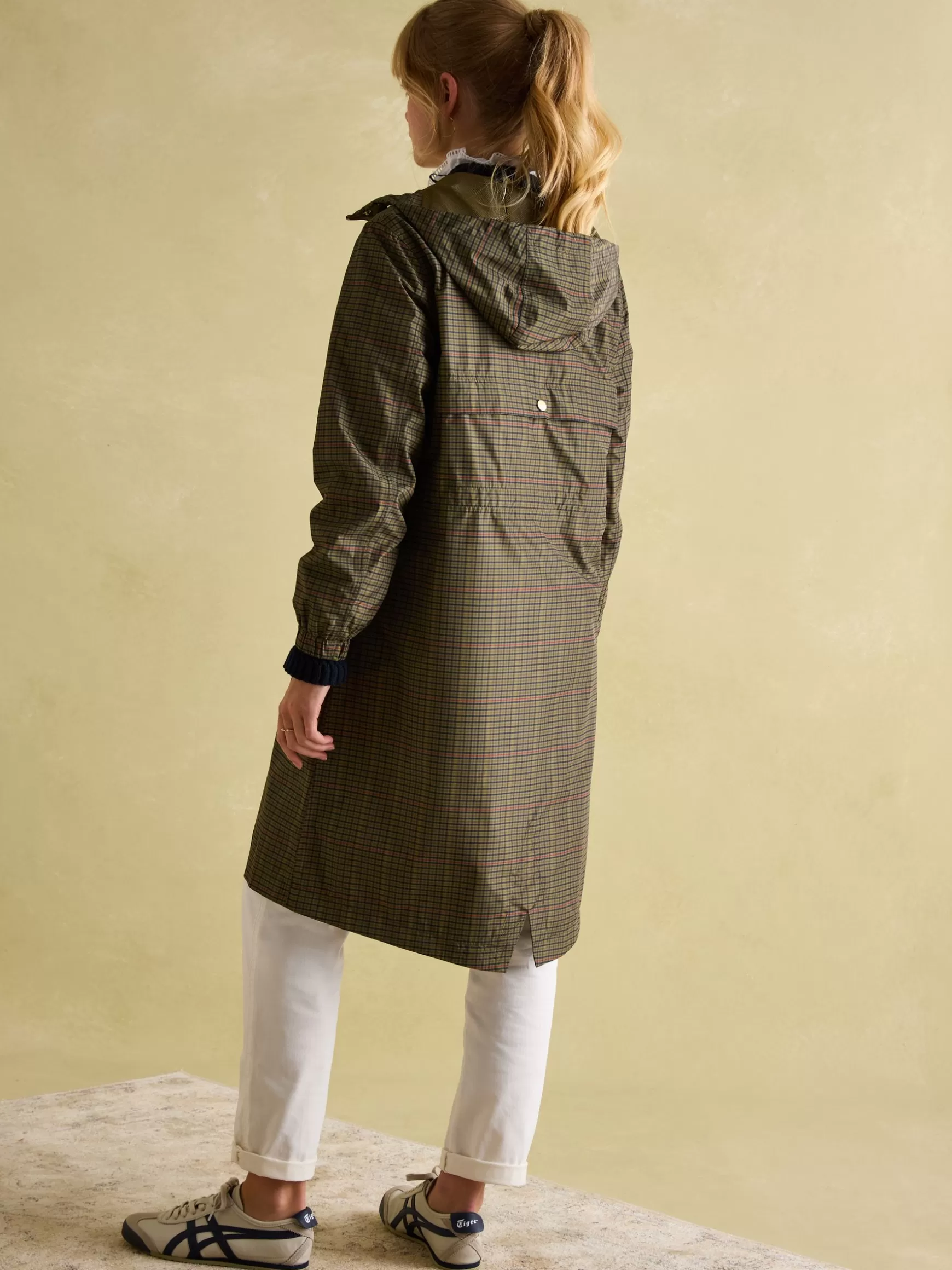 Holkham Khaki Green Check Waterproof Packable Raincoat With Hood^Joules Hot