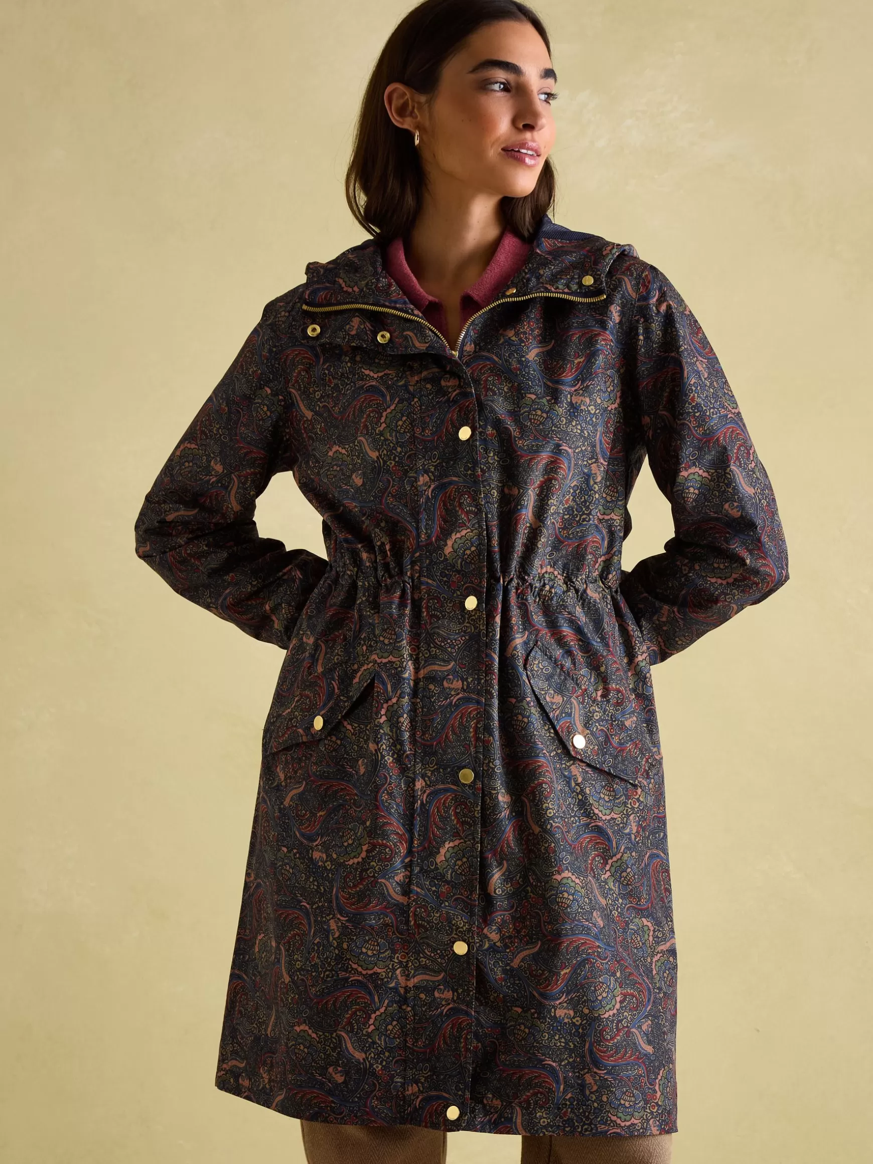 Holkham Navy Blue Paisley Waterproof Packable Raincoat With Hood^Joules Outlet
