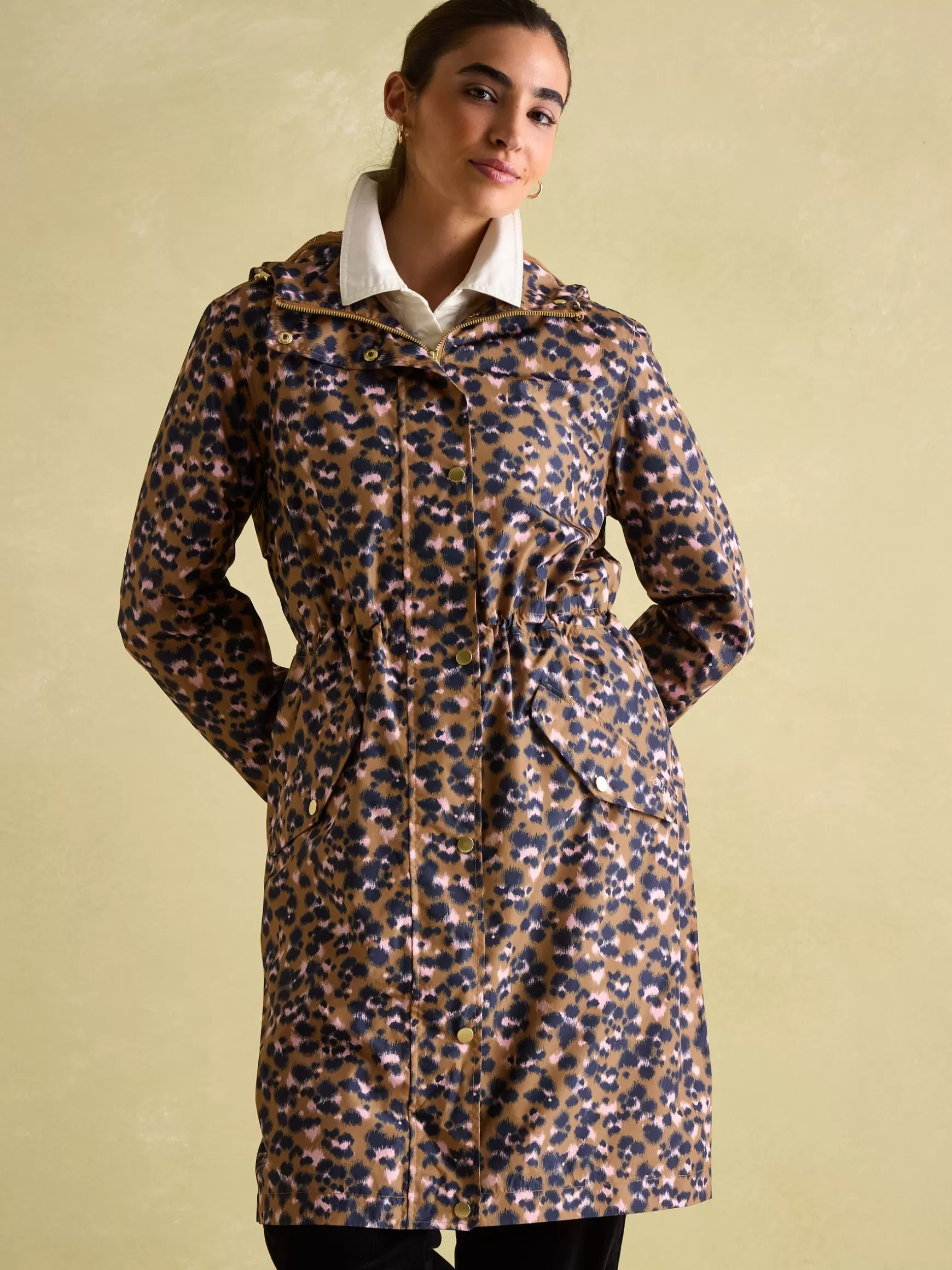 Holkham Tan Leopard Waterproof Packable Raincoat With Hood^Joules Store