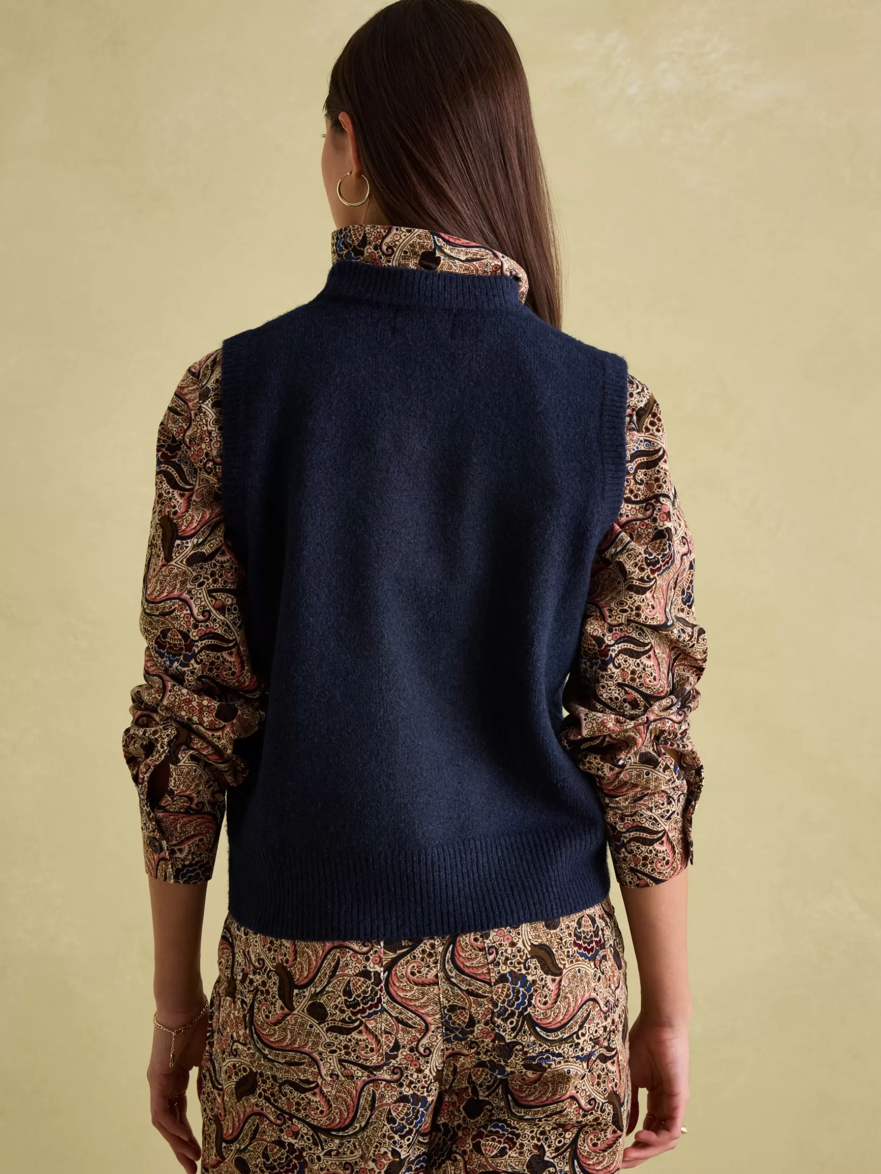 Holly Navy Blue Regular Fit Knitted Vest^Joules Outlet