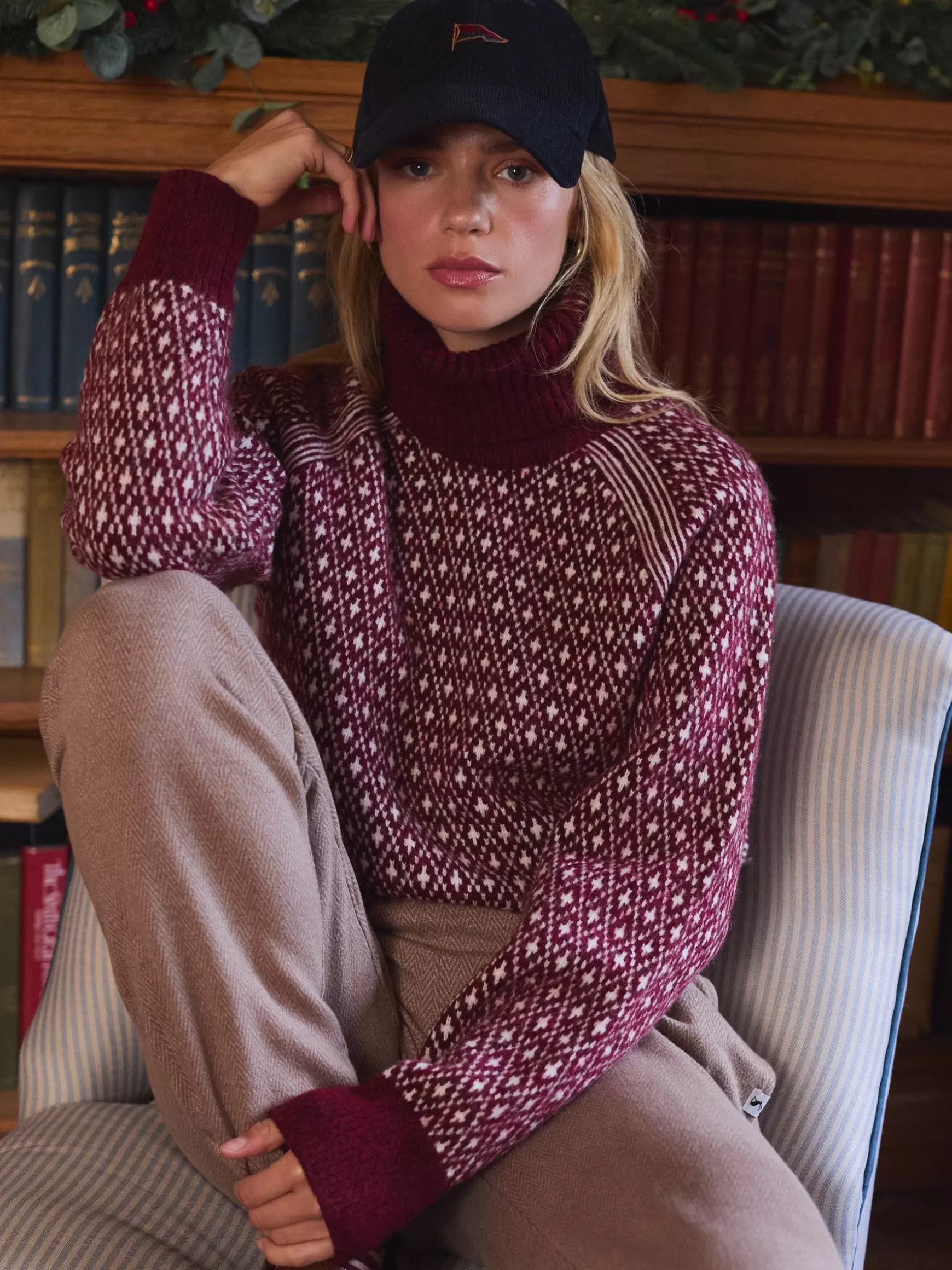Ingrid Patterned Jumper with Detachable Roll Neck^Joules Fashion