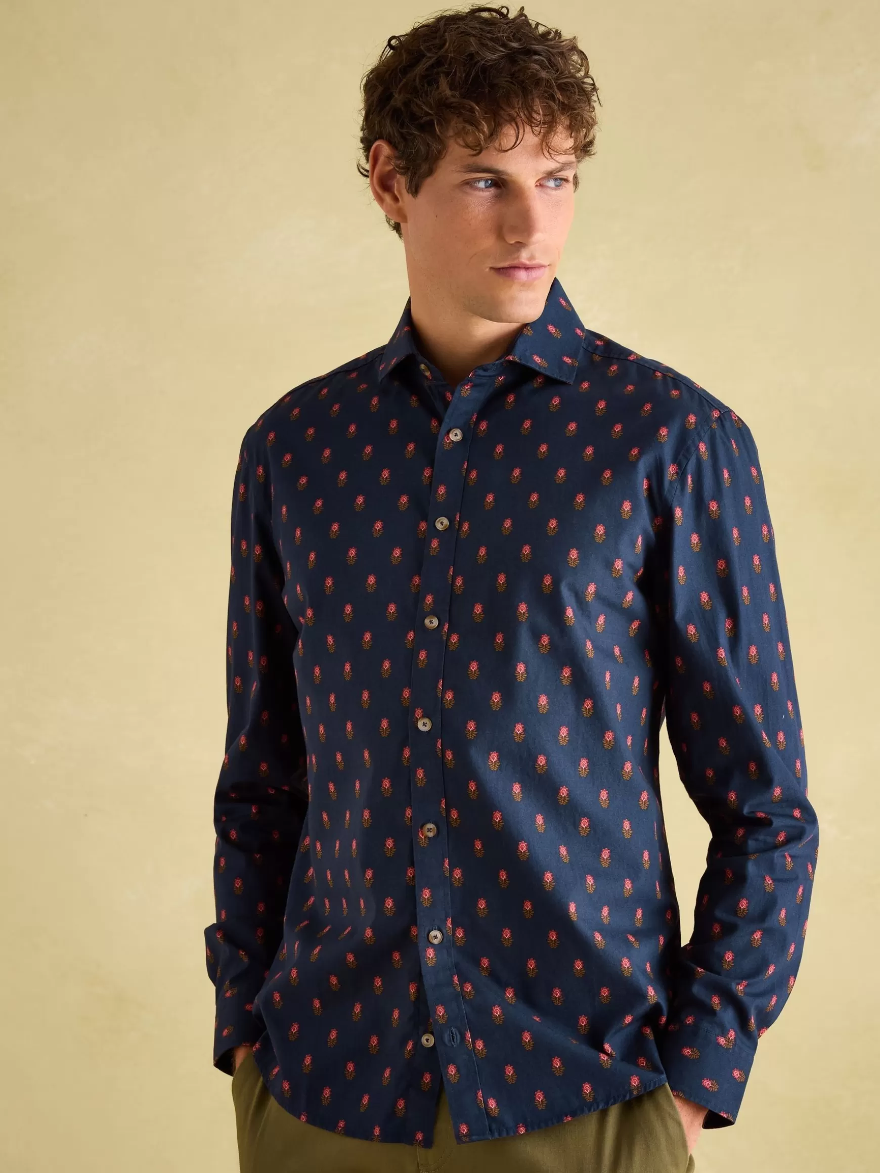 Invitation Navy Ditsy Cotton Shirt^Joules Cheap