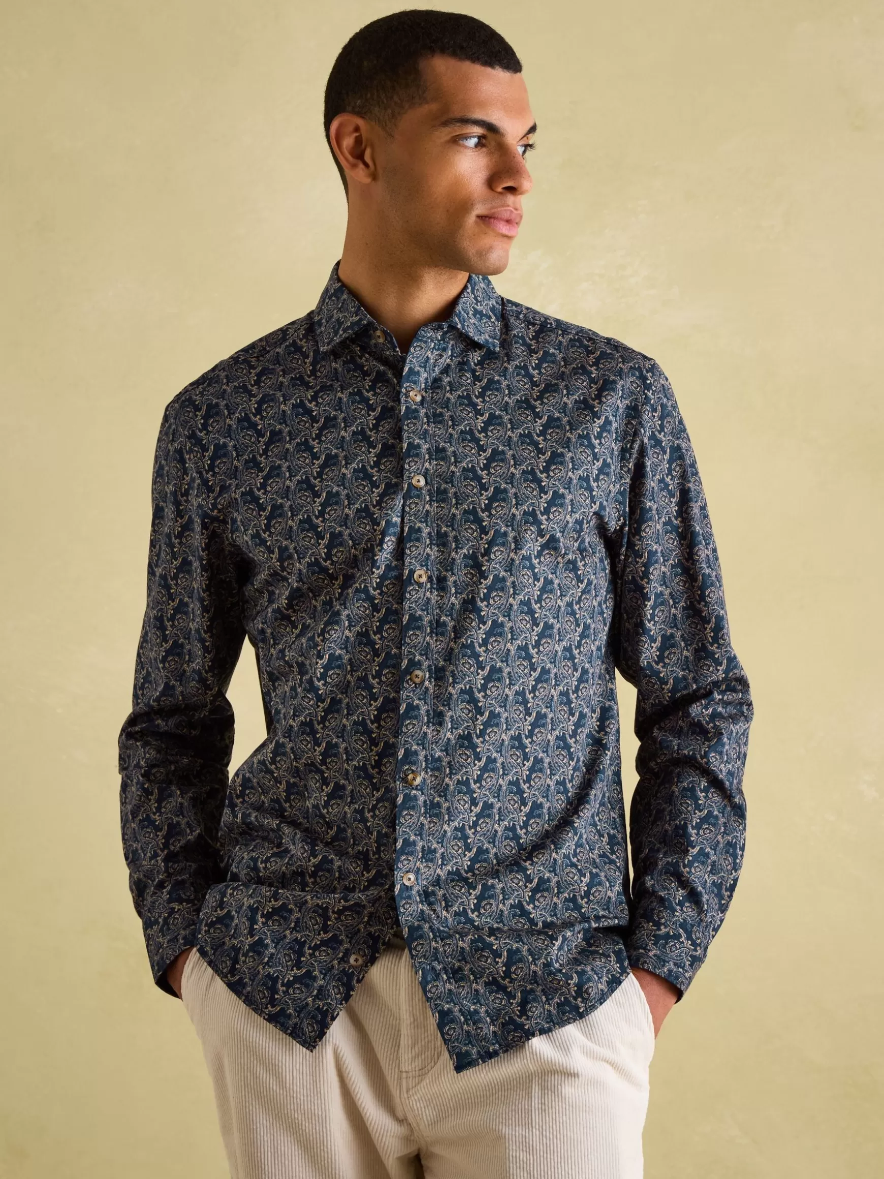 Invitation Navy Paisley Cotton Shirt^Joules Store