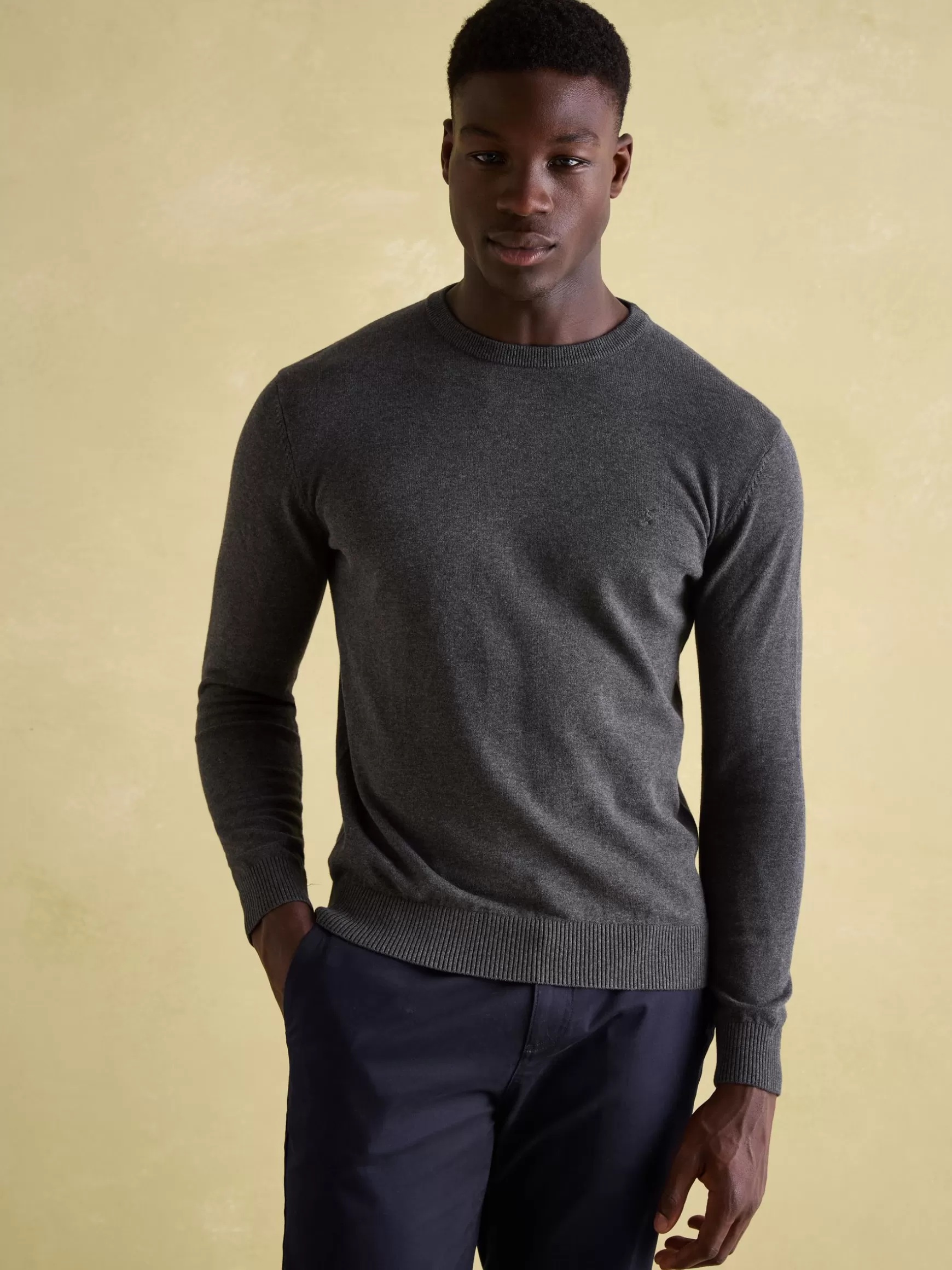 Jarvis Charcoal Grey Crew Neck Knitted Jumper^Joules Cheap