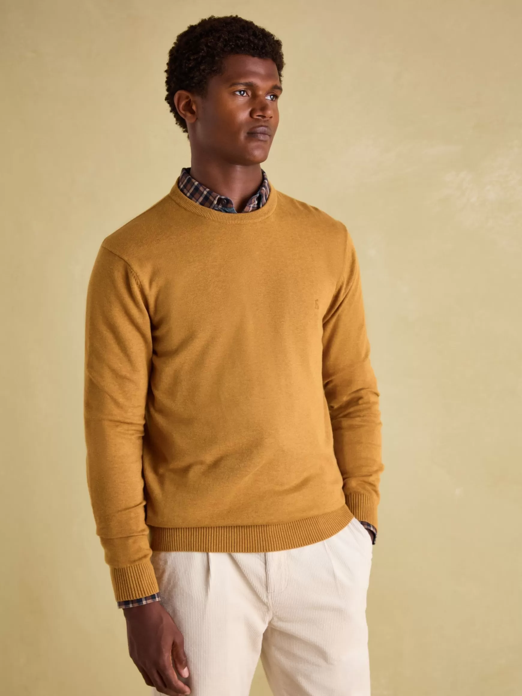 Jarvis Dark Yellow Crew Neck Knitted Jumper^Joules Clearance