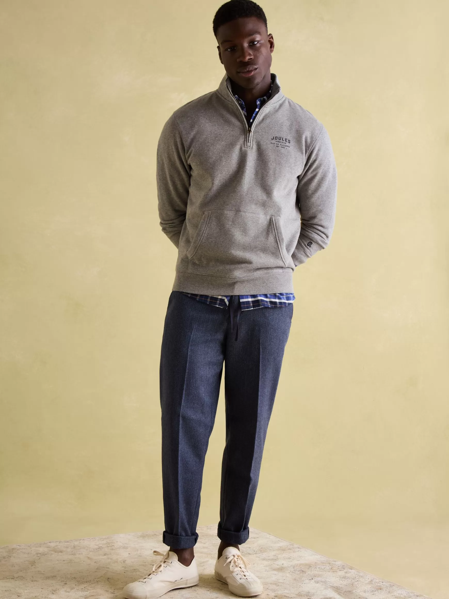 Jenkins Grey Marl Quarter Zip Graphic Sweatshirt^Joules Store