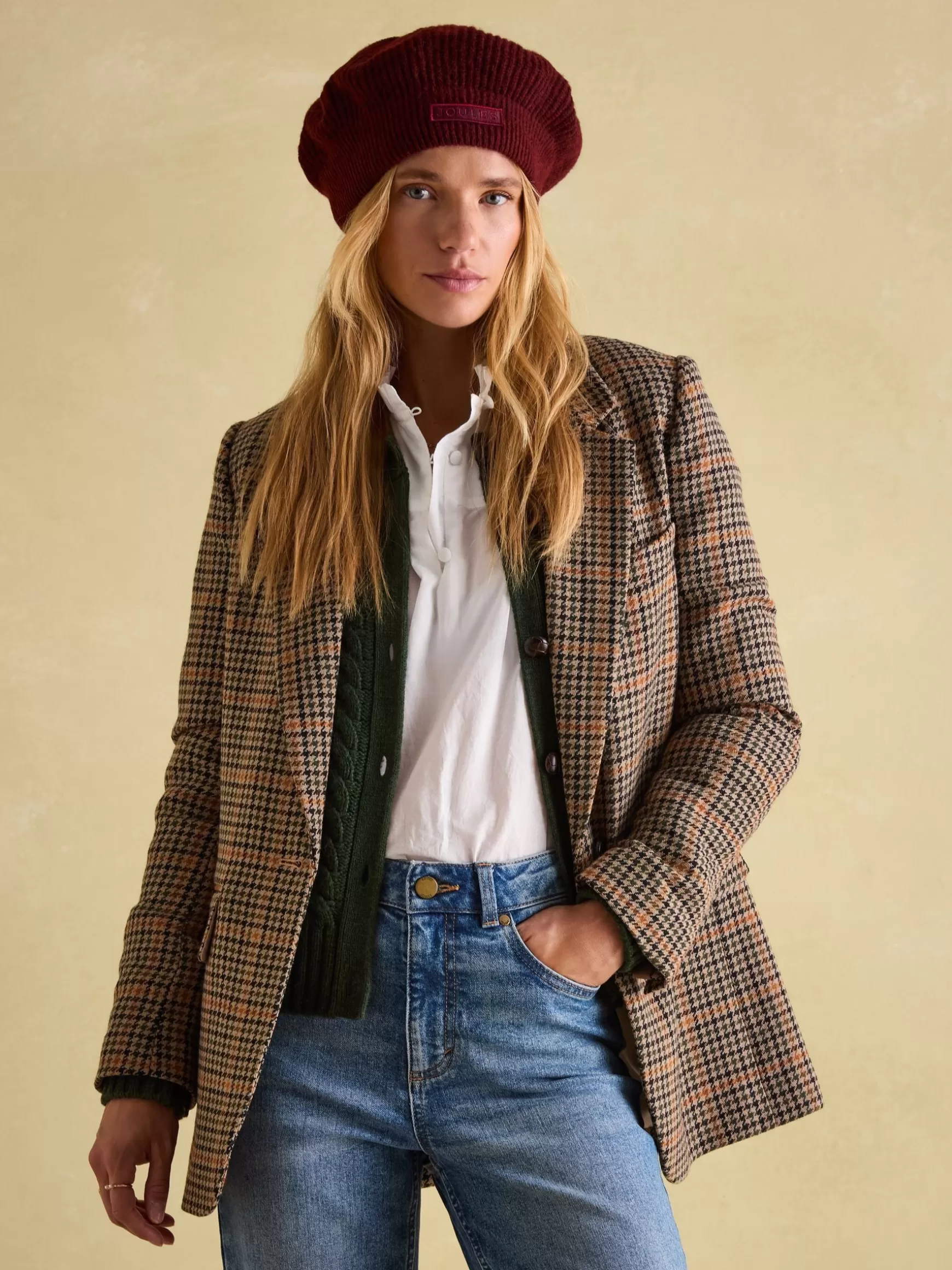 Joelle Burgundy Red Knitted Beret^Joules Hot