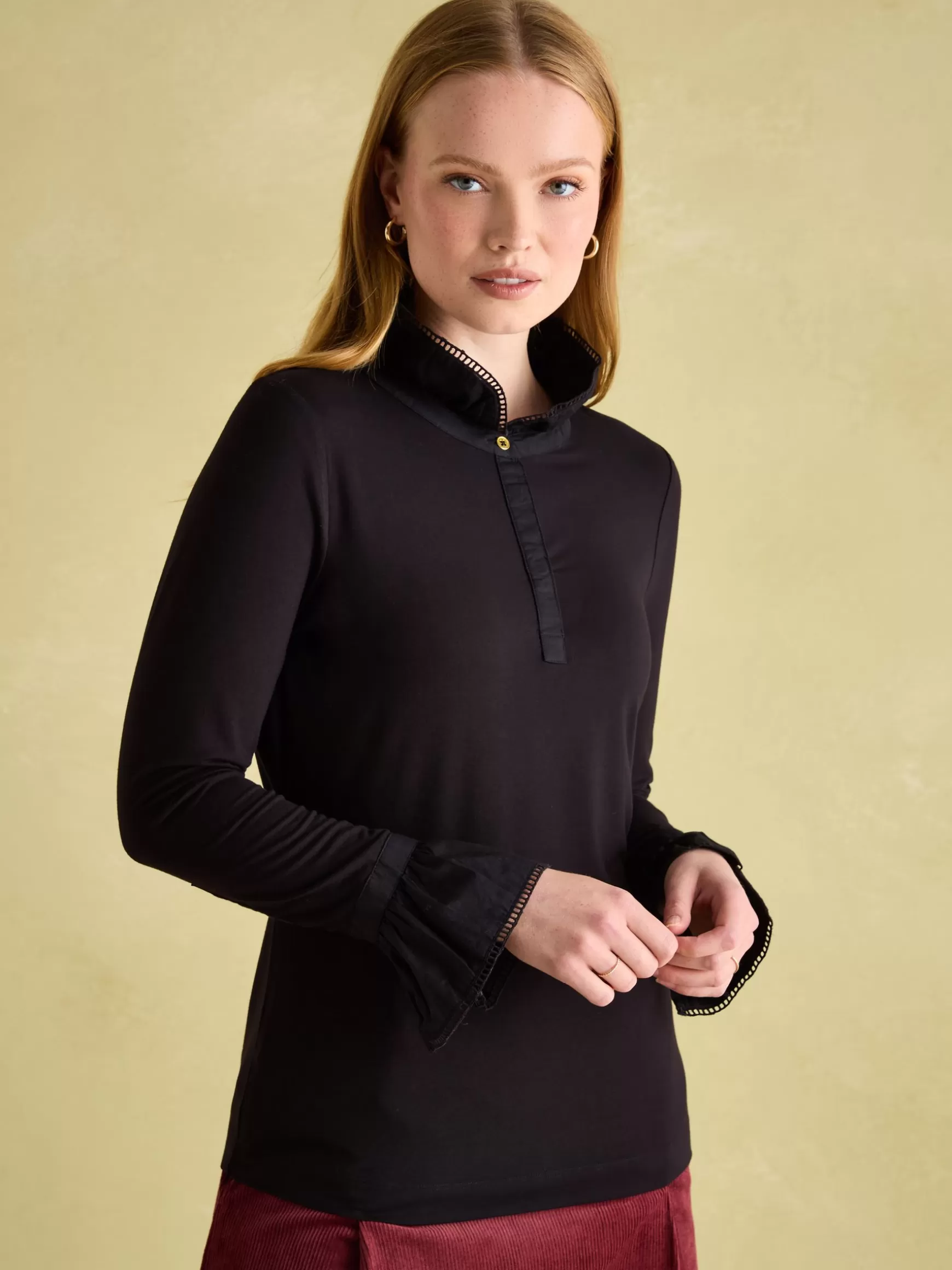 Kate Long Sleeve Frilled Neck Top^Joules Cheap