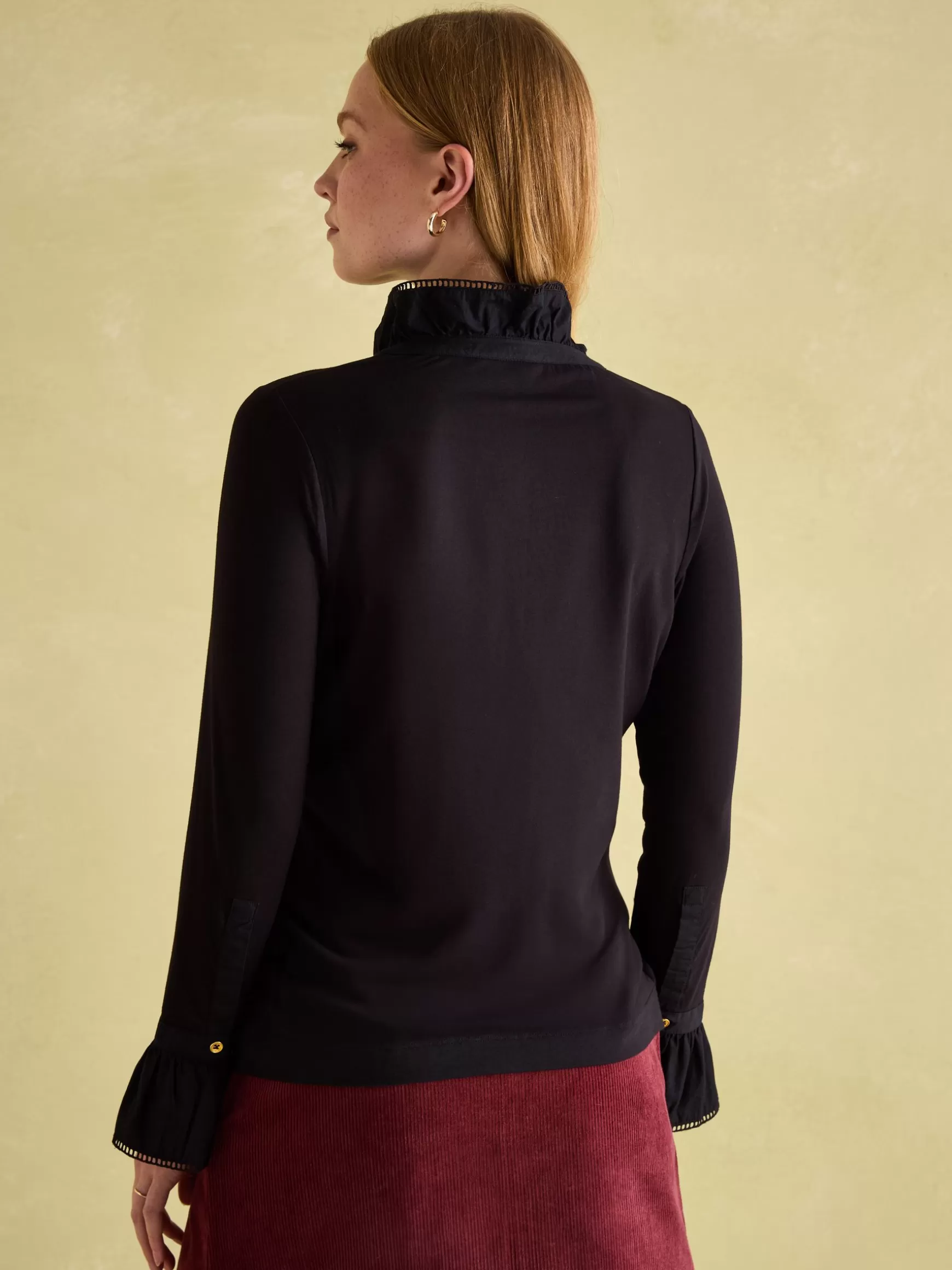 Kate Long Sleeve Frilled Neck Top^Joules Cheap