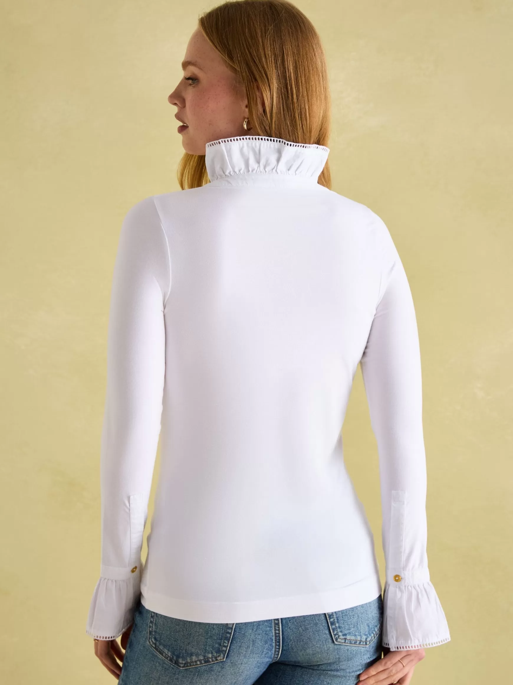 Kate Long Sleeve Frilled Neck Top^Joules Shop