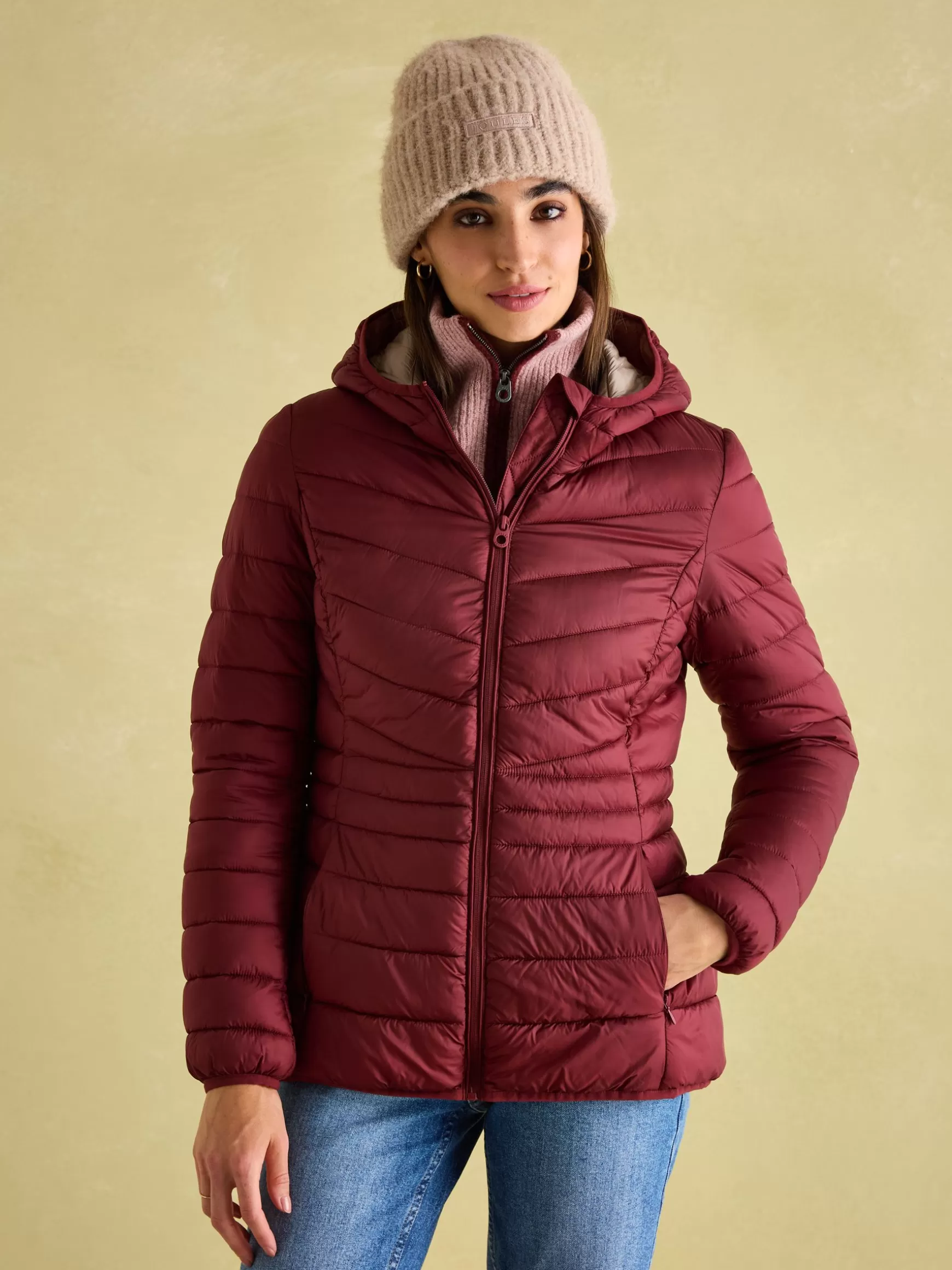 Kenley Dark Red Showerproof Padded Coat with Hood^Joules New