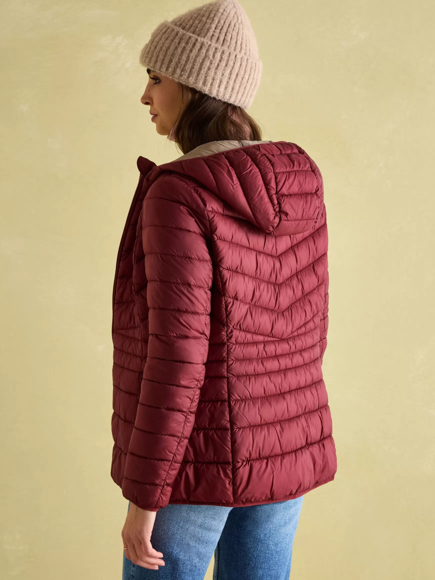 Kenley Dark Red Showerproof Padded Coat with Hood^Joules New