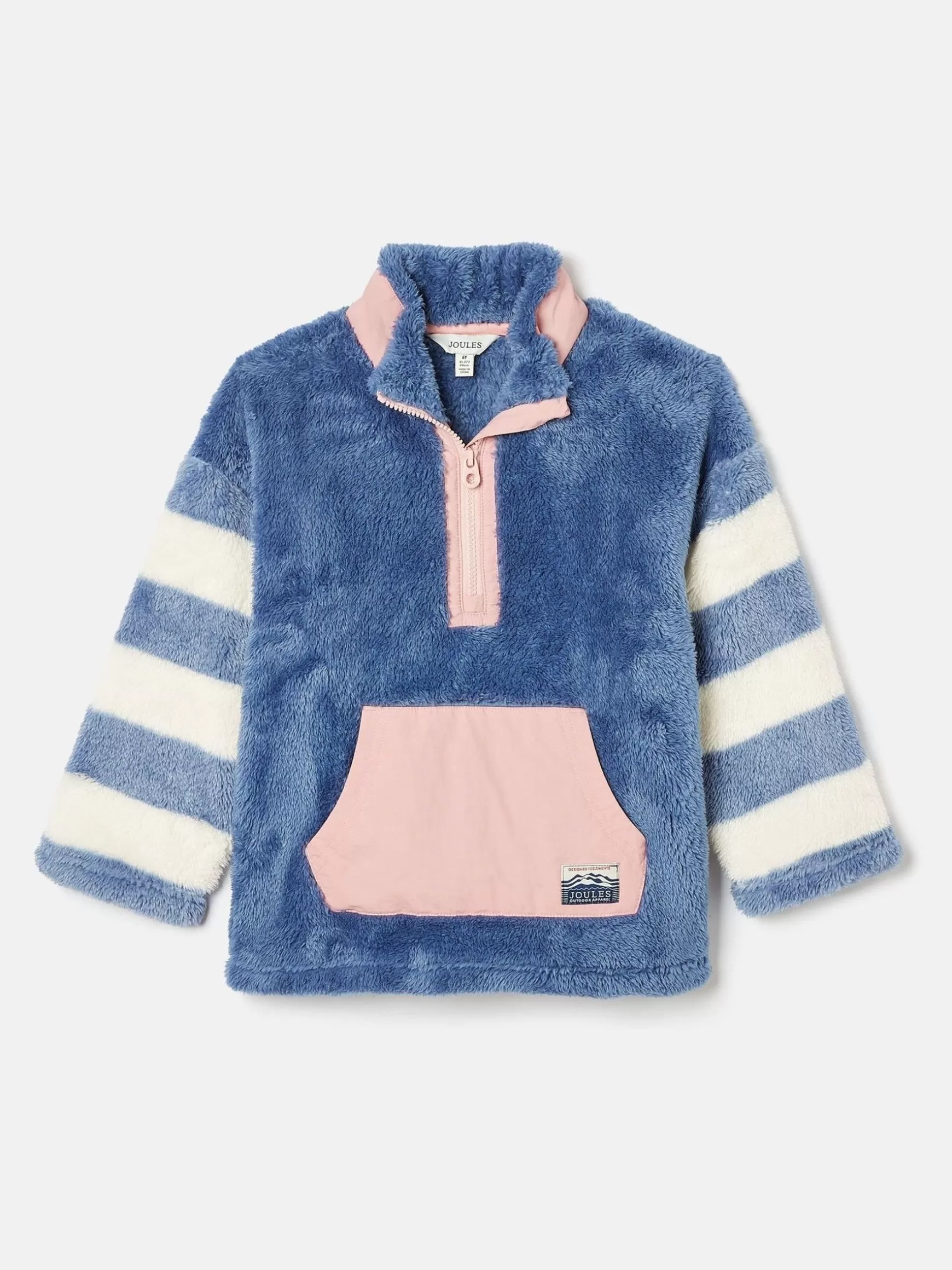 Kids' Always Cosy Blue Colourblock Quarter Zip Borg Fleece^Joules Flash Sale