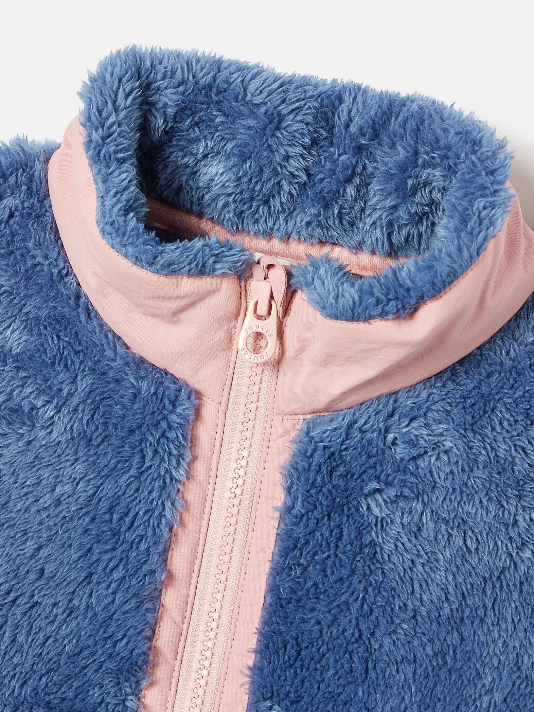Kids' Always Cosy Blue Colourblock Quarter Zip Borg Fleece^Joules Flash Sale