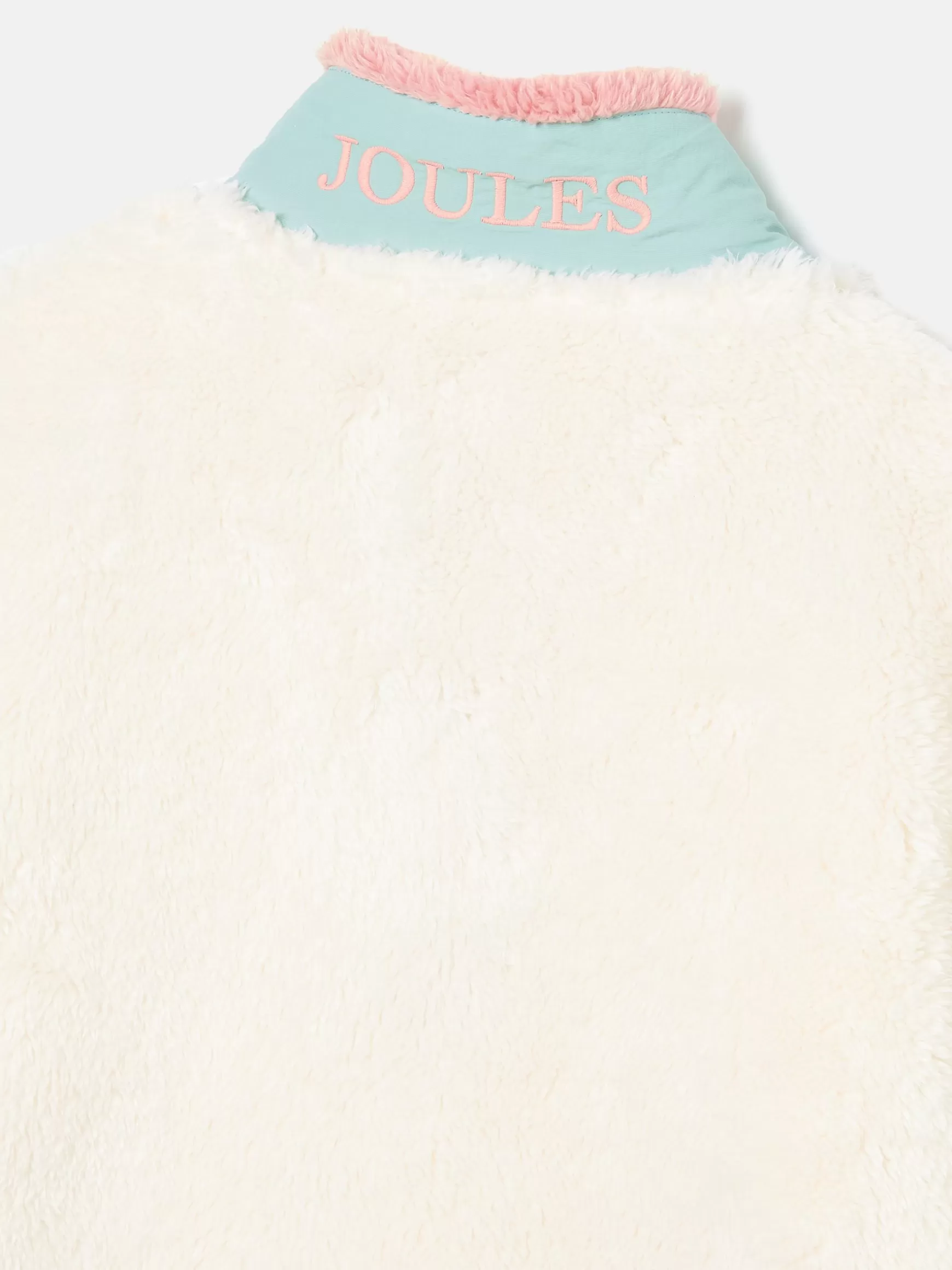 Kids' Always Cosy Cream Colourblock Quarter Zip Borg Fleece^Joules Fashion
