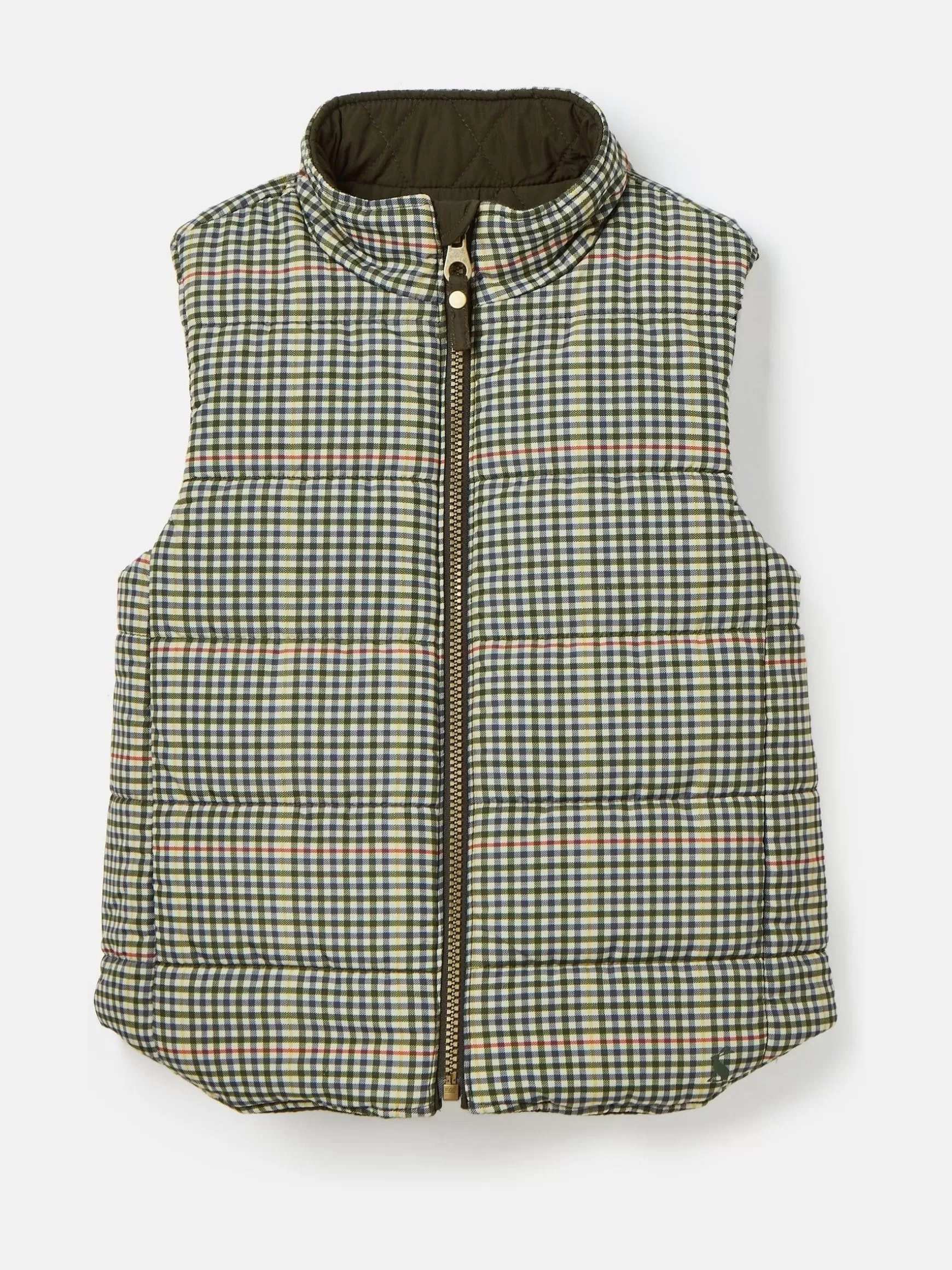 Kids' Atwell Khaki Green Showerproof Reversible Gilet^Joules Hot