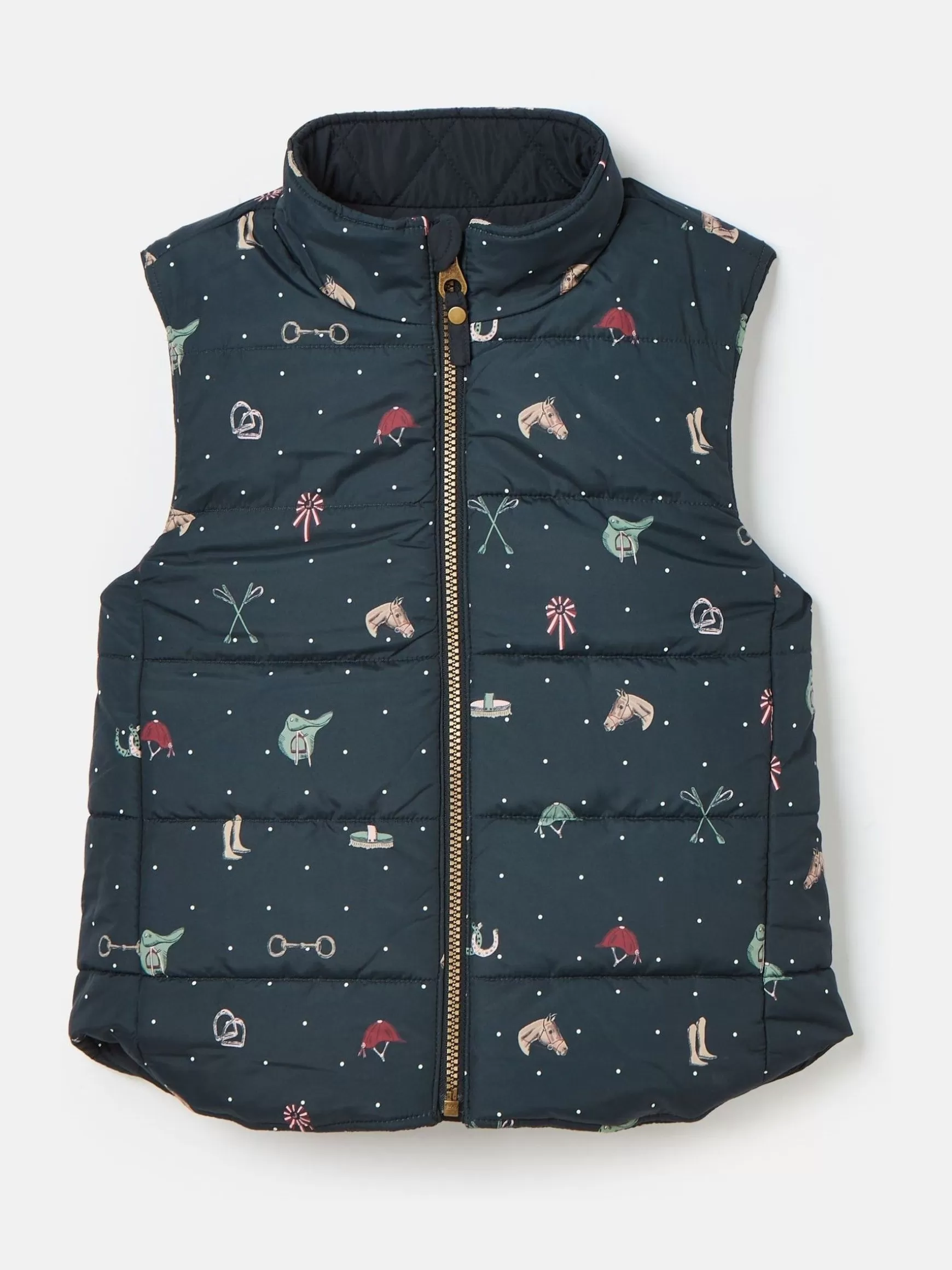 Kids' Atwell Navy Blue Showerproof Reversible Gilet^Joules Store