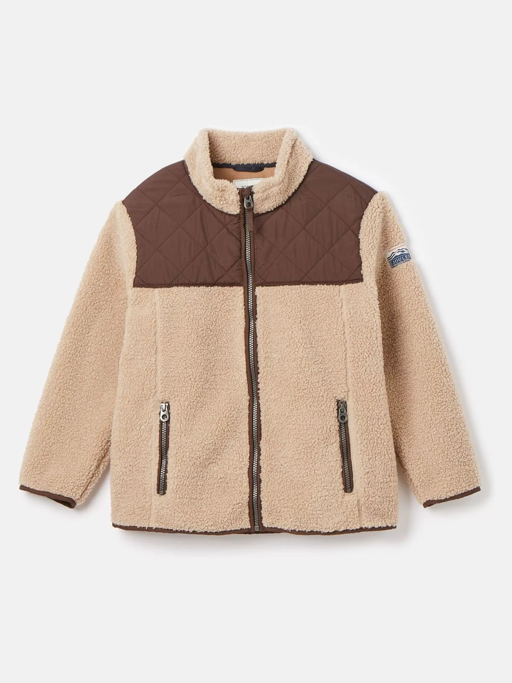 Kids' Eddington Brown & Natural Zip Through Fleece Jacket^Joules Store