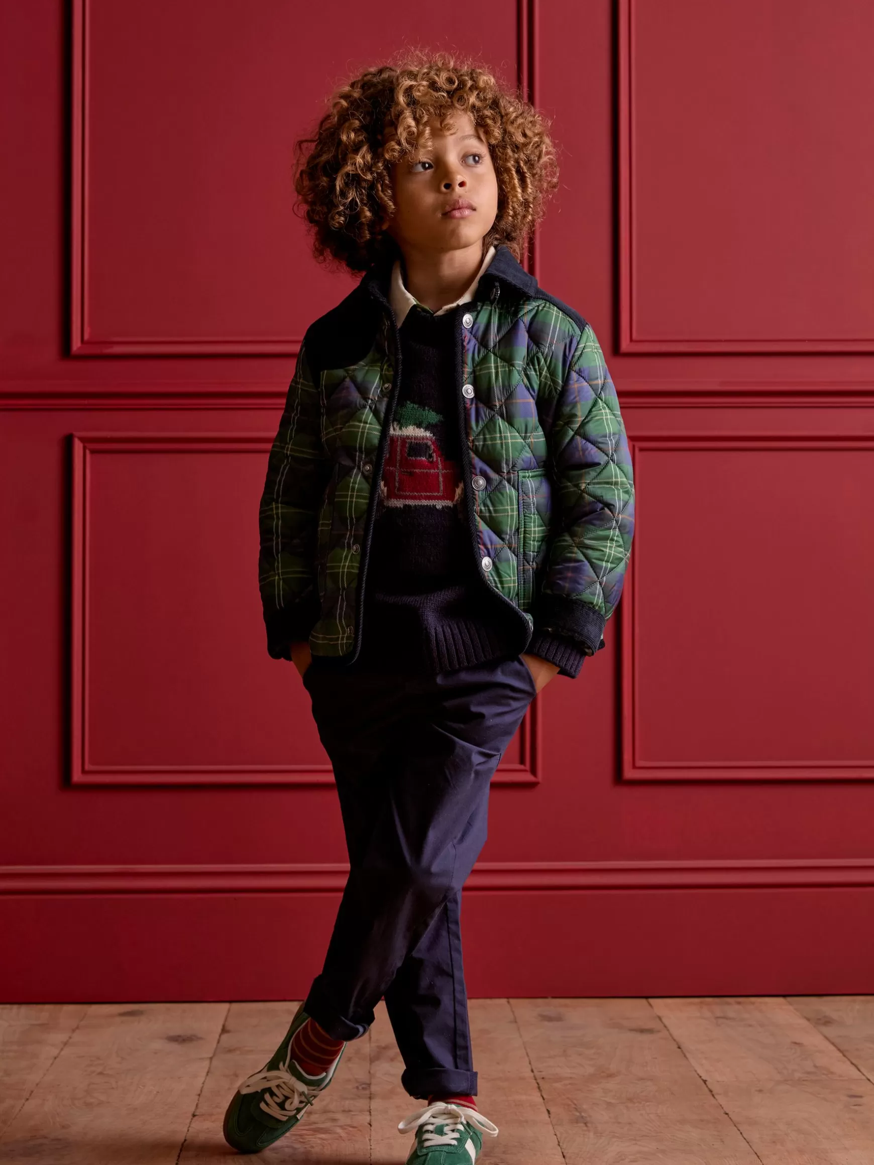 Kids' Freddie Green Check Quilted Checked Jacket^Joules Discount