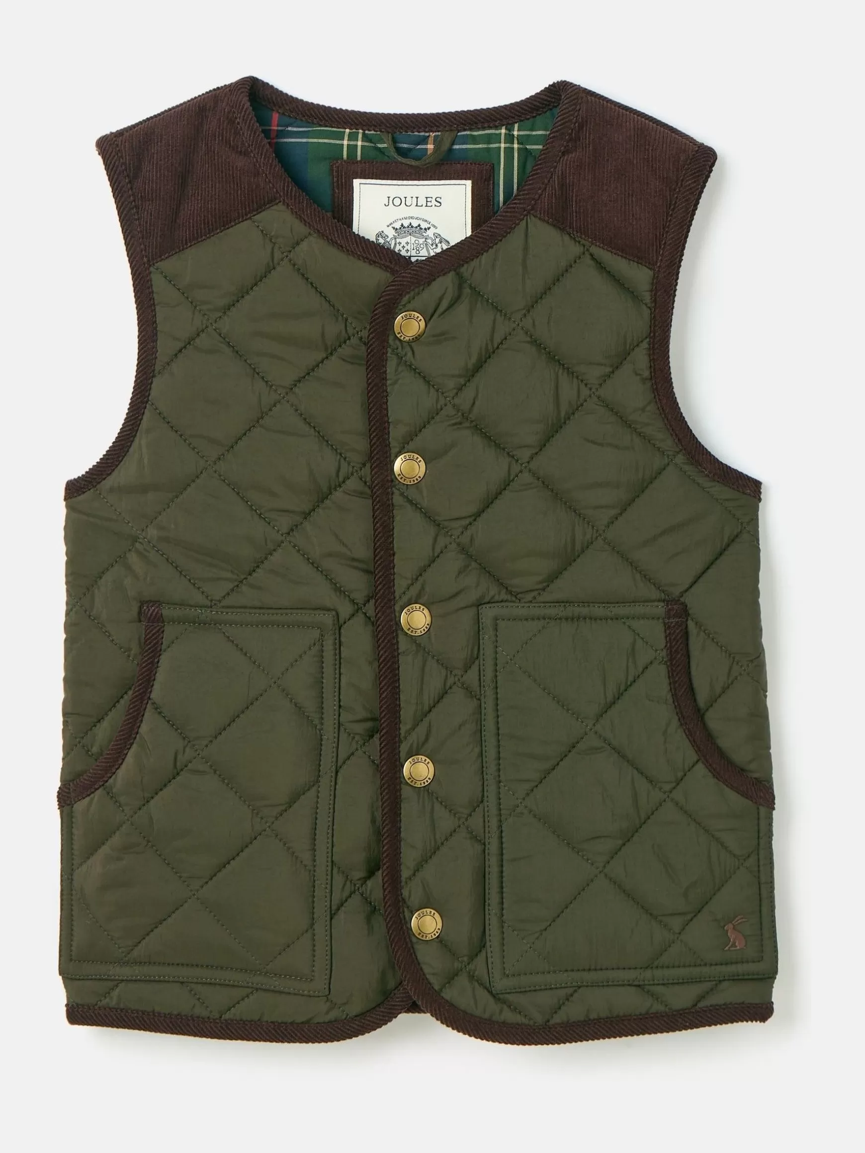 Kids' Gibson Khaki Green Quilted Gilet^Joules Cheap